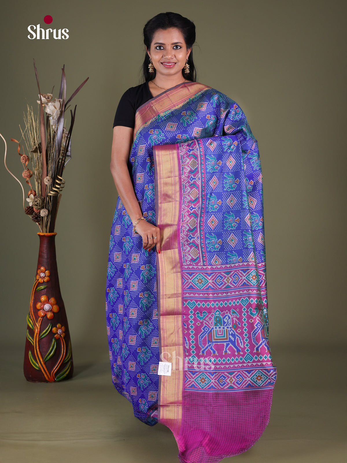 Blue & Purple - Semi Patola Saree