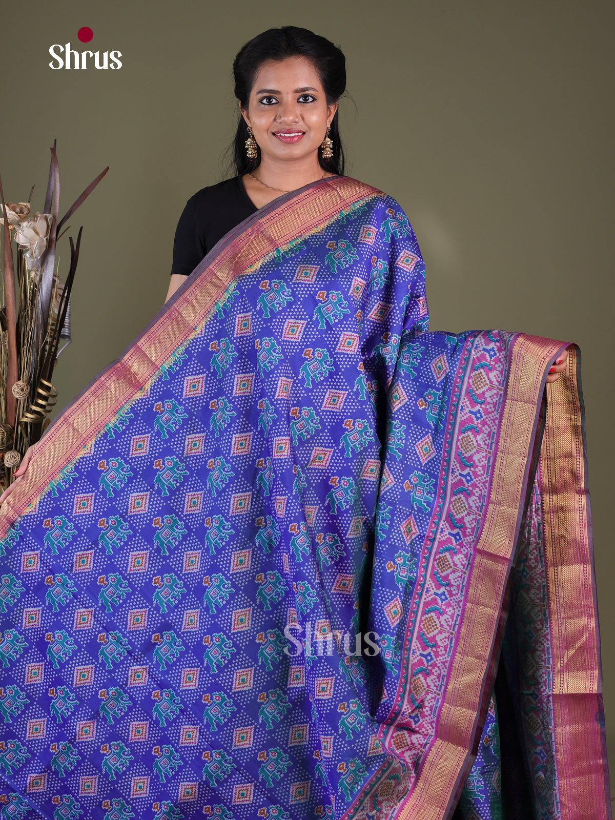 Blue & Purple - Semi Patola Saree