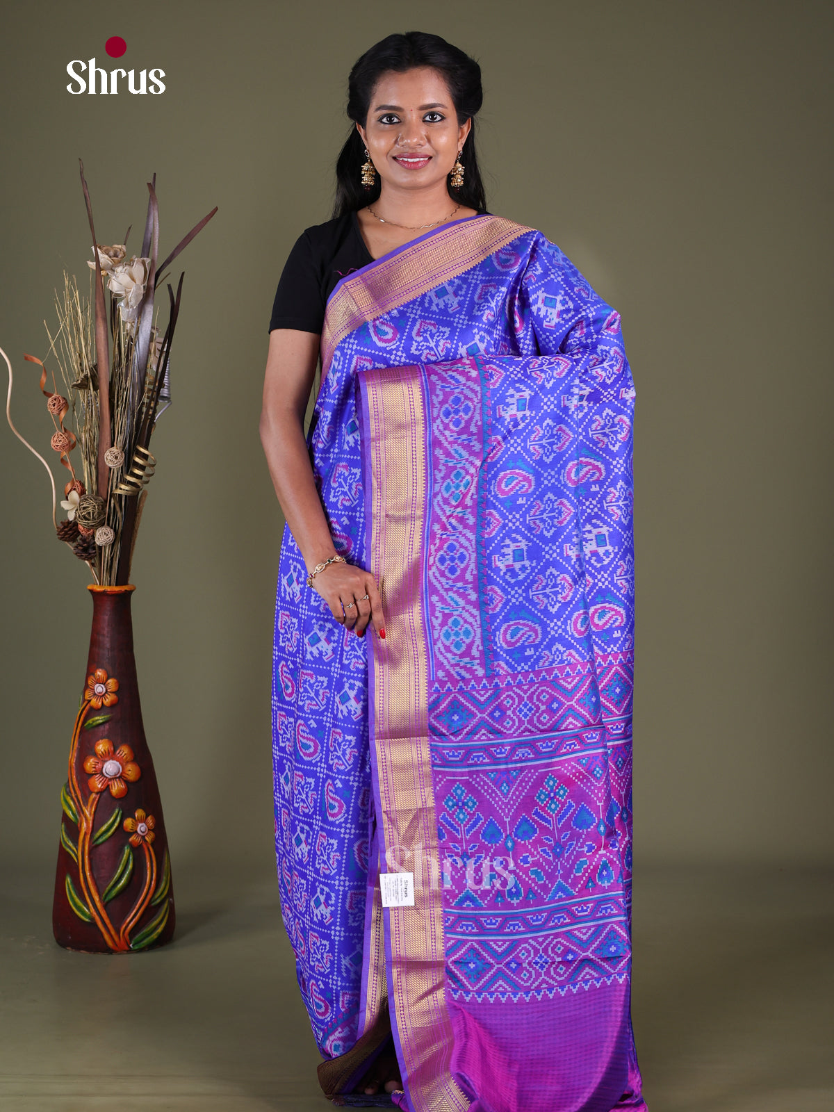 Blue & Purple - Semi Patola Saree