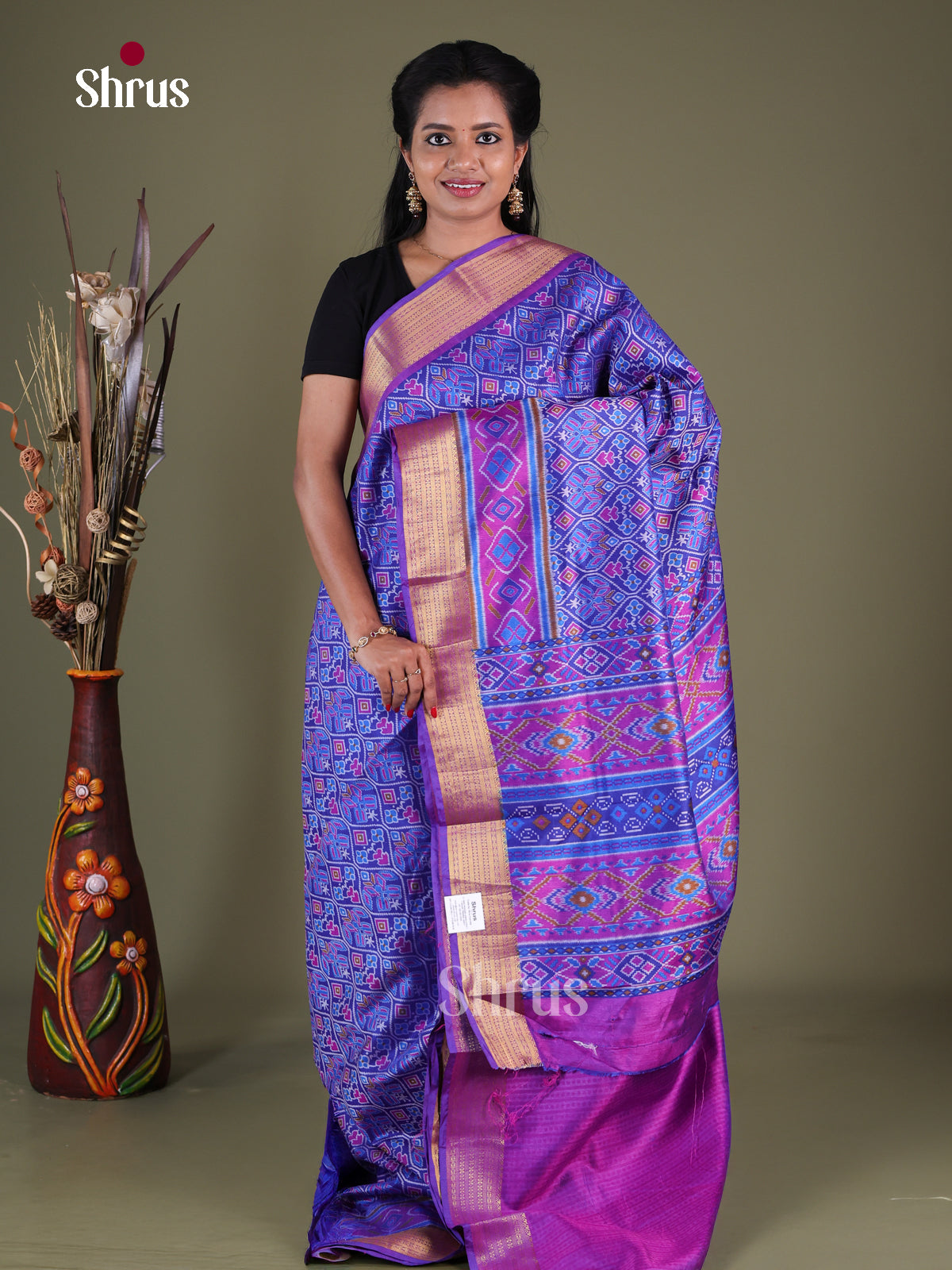Blue & Purple - Semi Patola Saree
