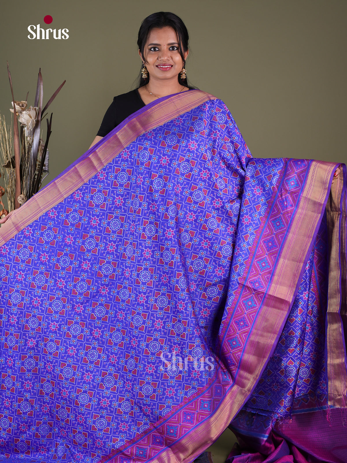 Blue & Purple- Semi Patola Saree