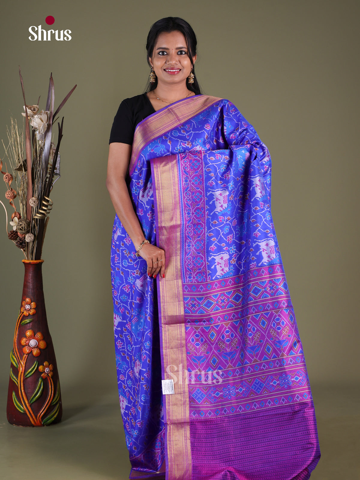 Blue & Purple - Semi Patola Saree
