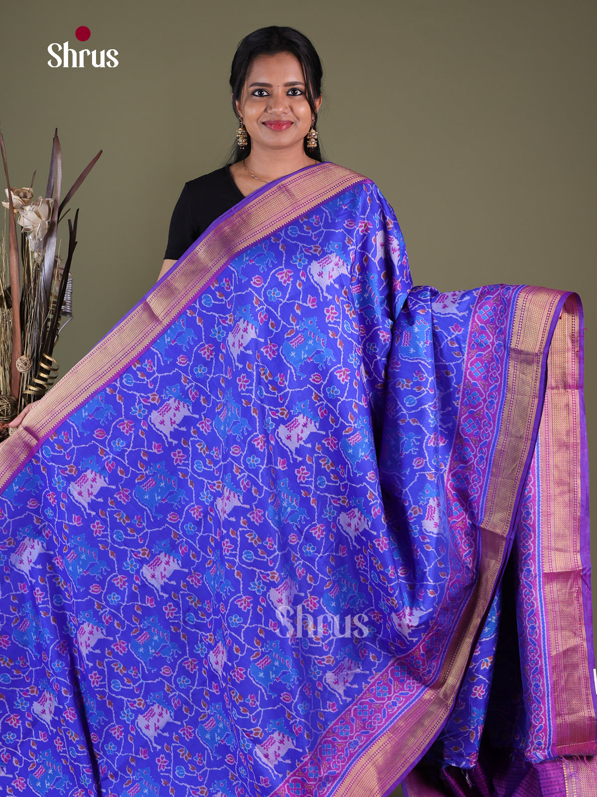 Blue & Purple - Semi Patola Saree