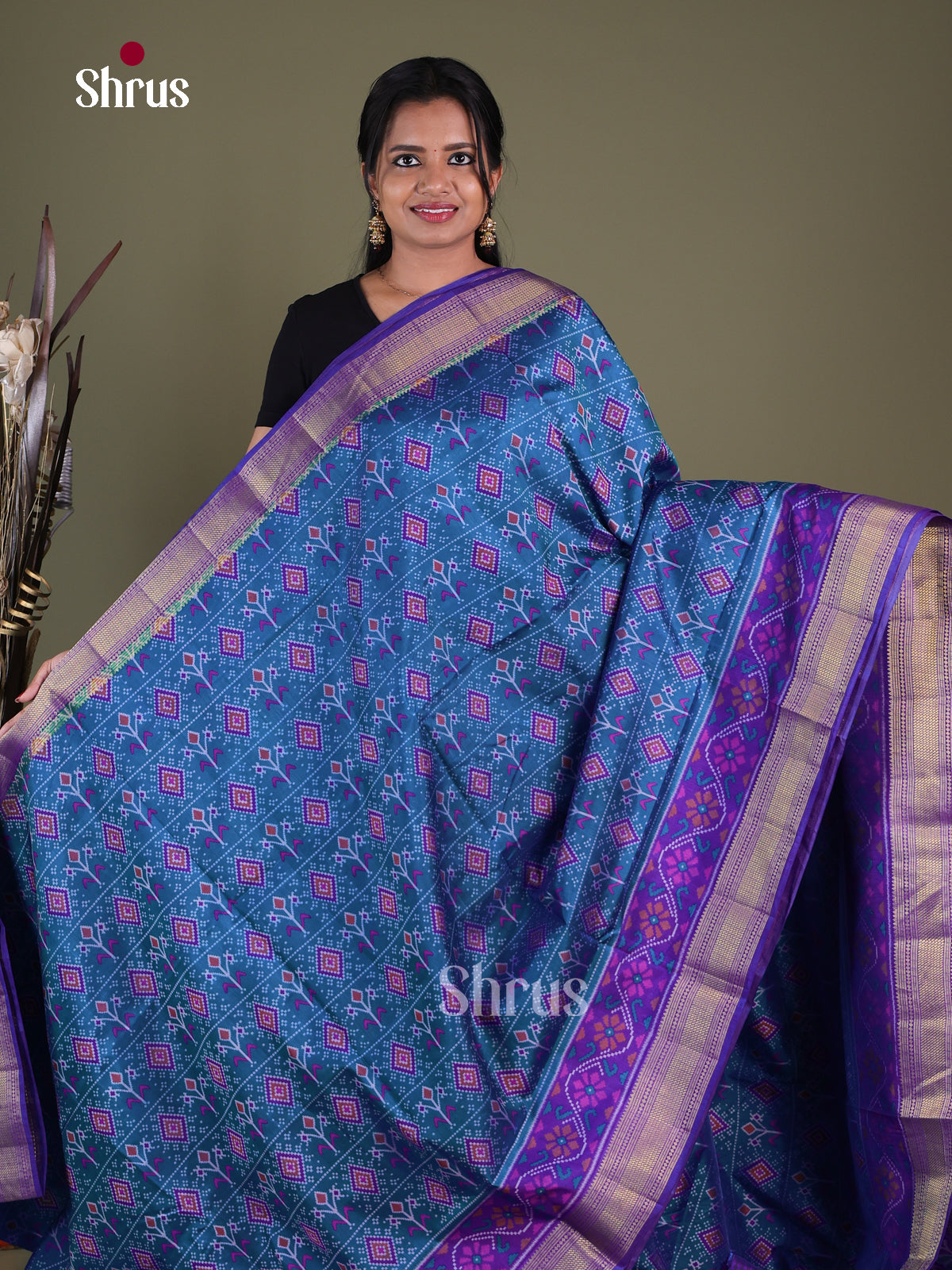 Blue & Purple - Semi Patola Saree