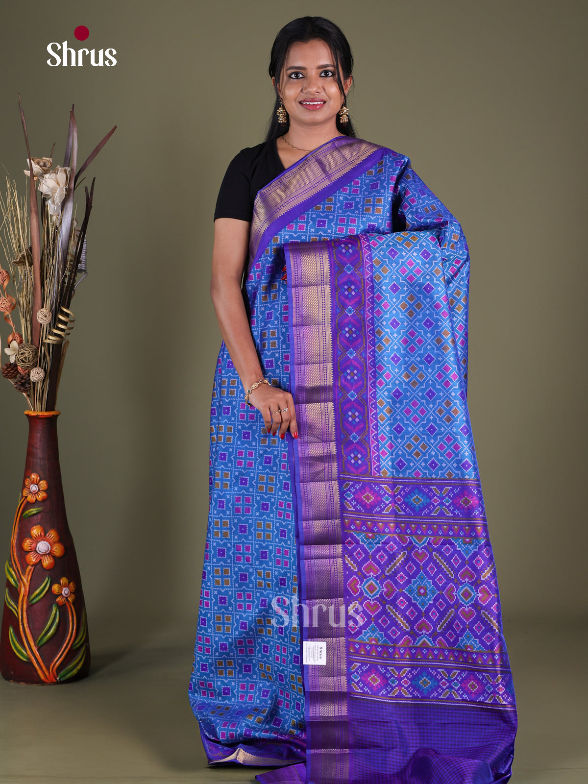 Blue & Purple - Semi Patola Saree