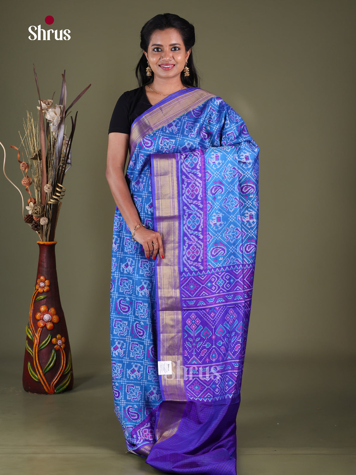 Blue & Purple - Semi Patola Saree