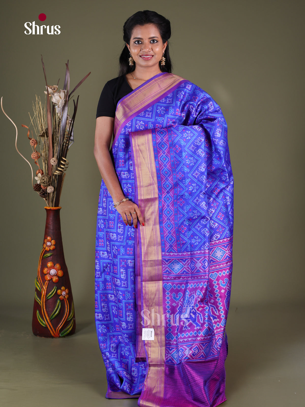 Blue & Purple- Semi Patola Saree