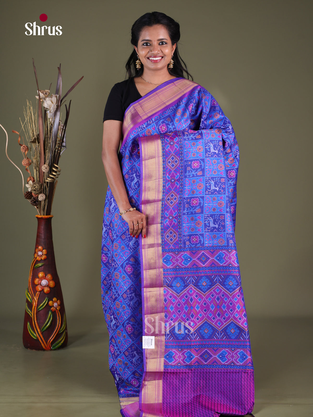 Blue & Purple - Semi Patola Saree