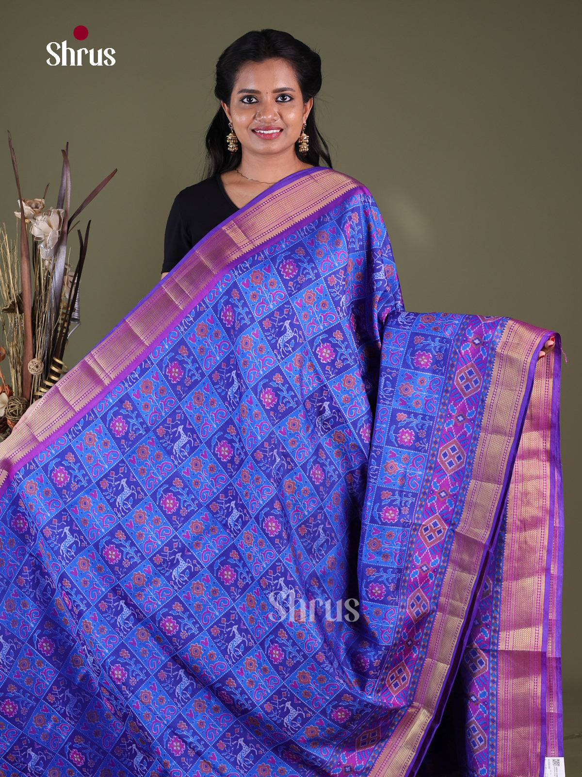 Blue & Purple - Semi Patola Saree