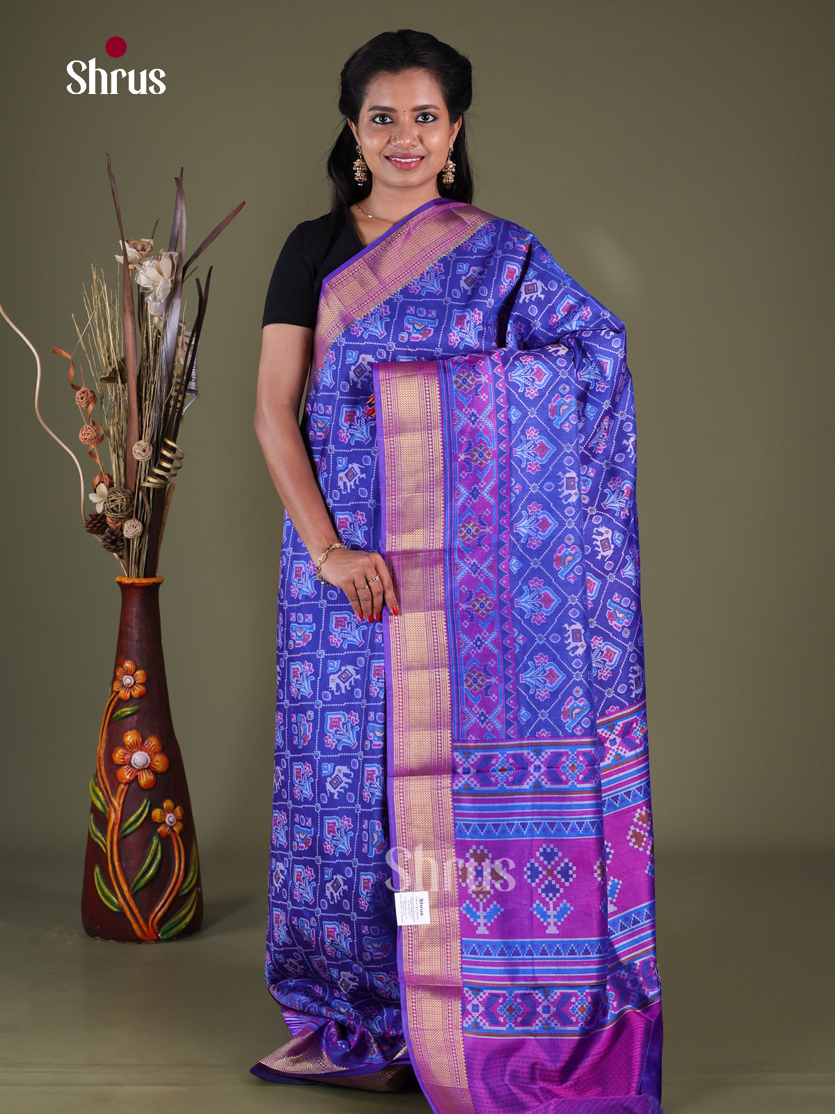 Blue & Purple - Semi Patola Saree