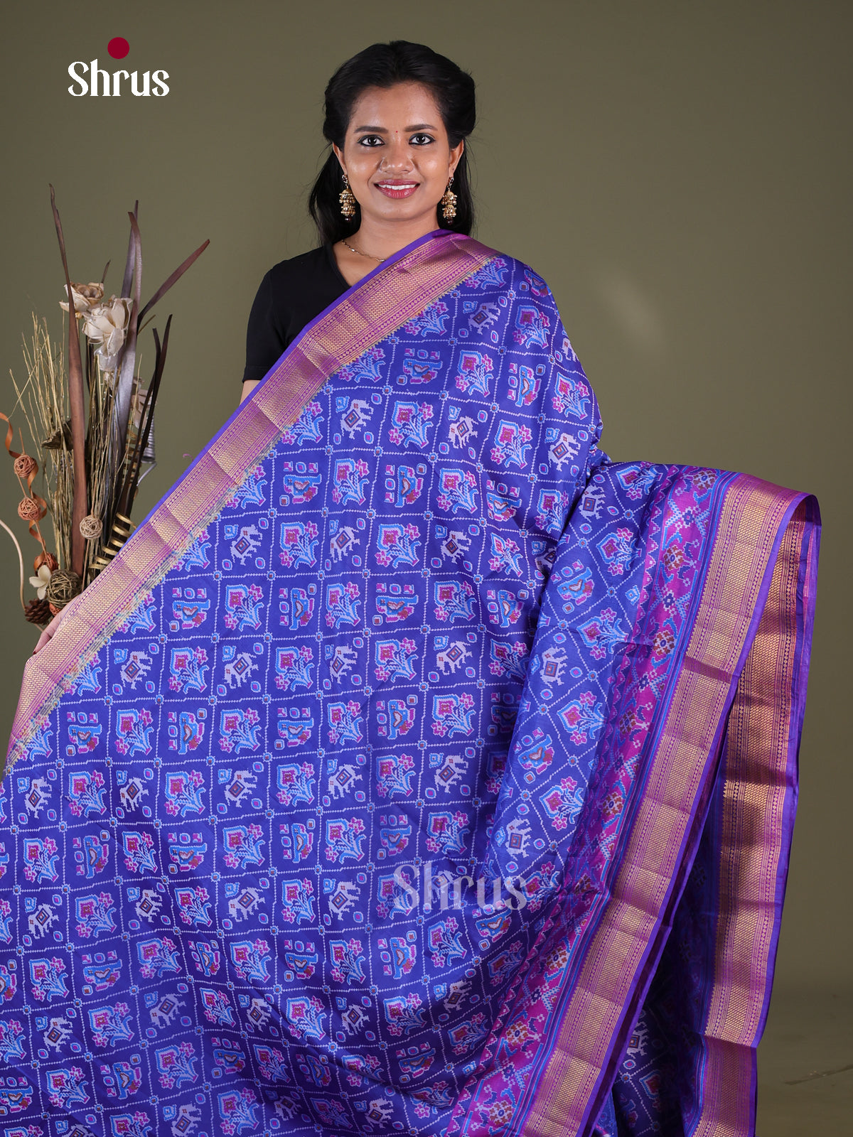 Blue & Purple - Semi Patola Saree