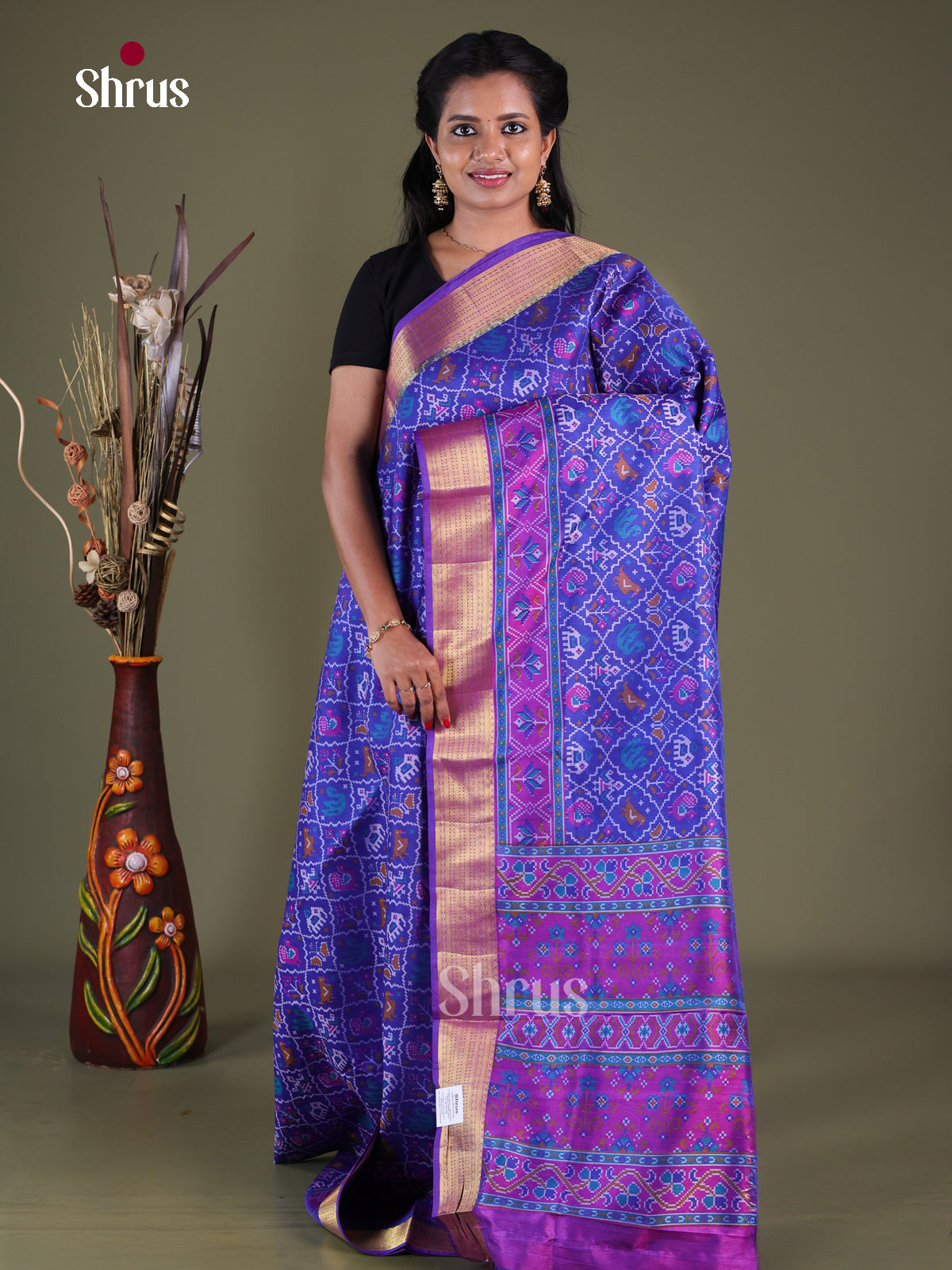 Blue & Purple - Semi Patola Saree