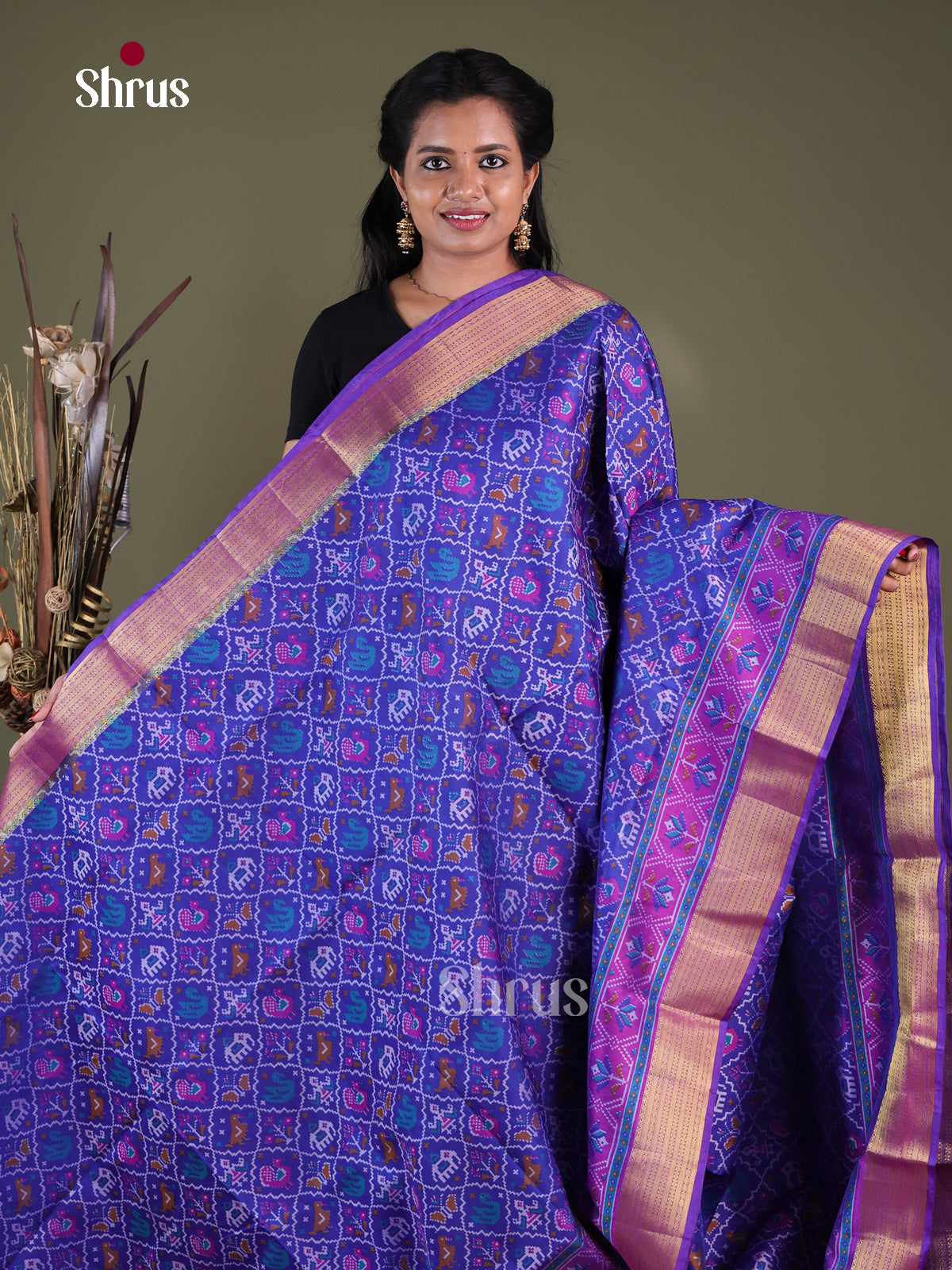 Blue & Purple - Semi Patola Saree
