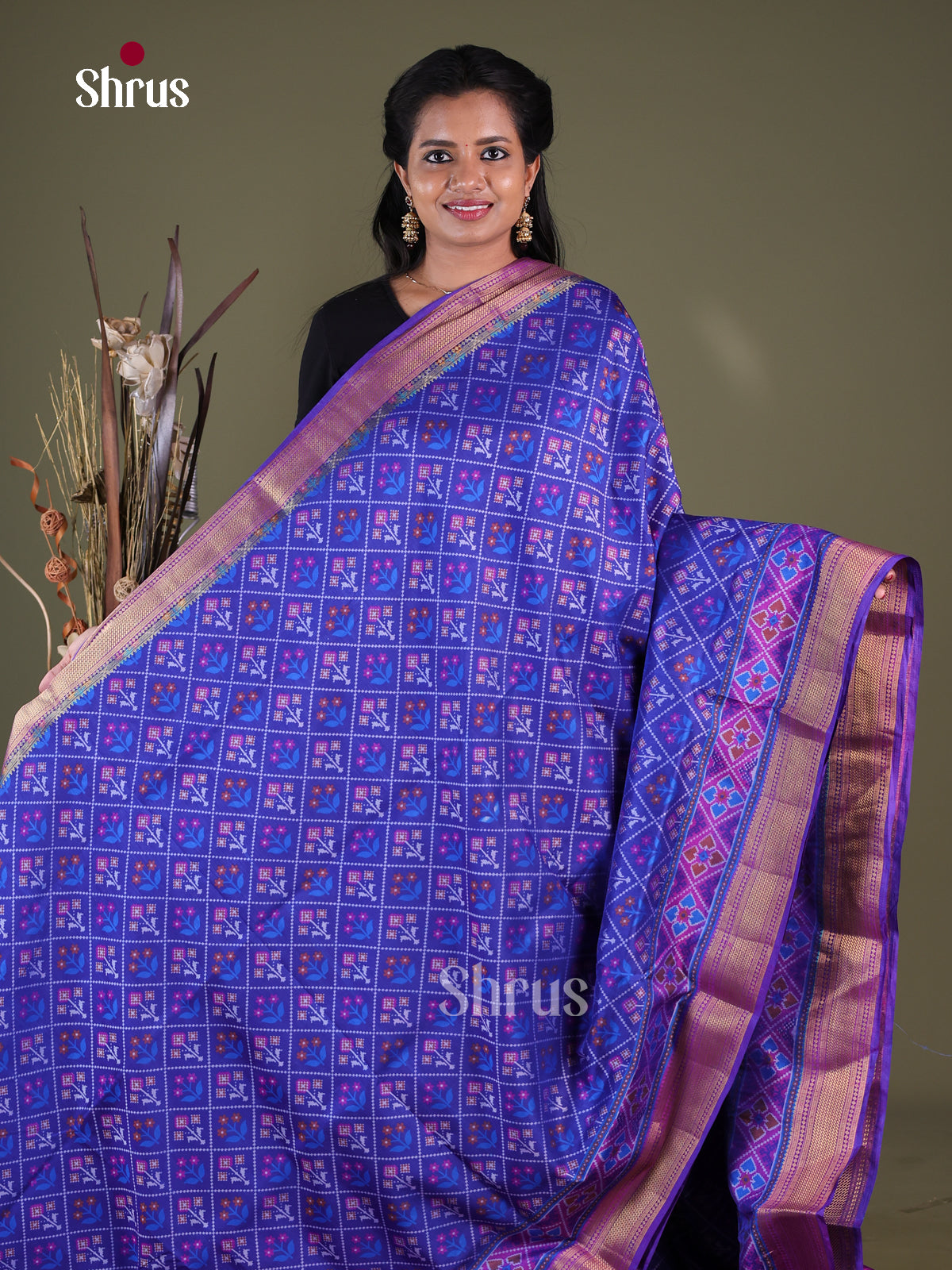 Blue & Purple- Semi Patola Saree