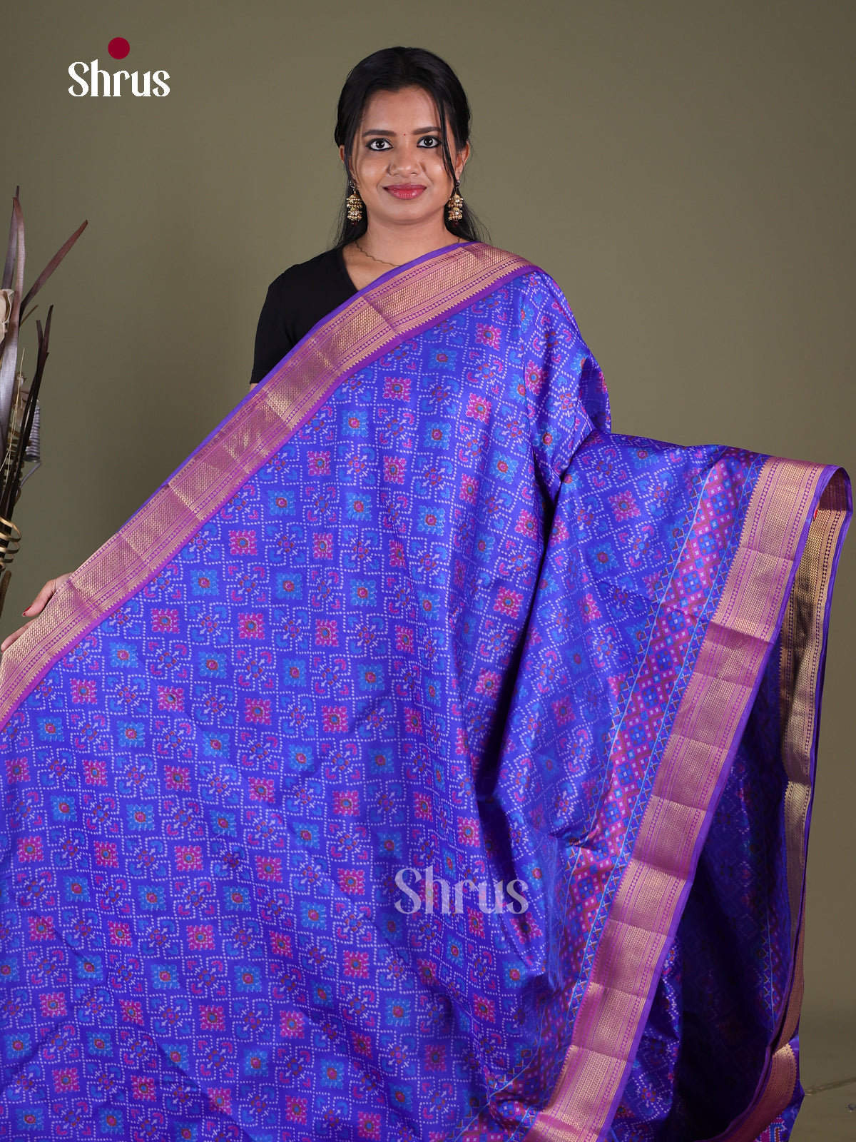 Blue & Purple - Semi Patola Saree