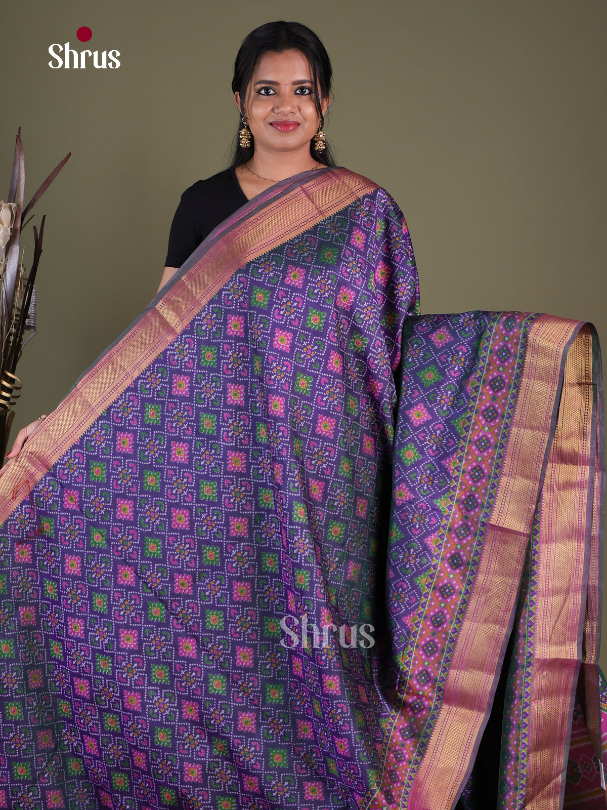 Blue & Purple - Semi Patola Saree
