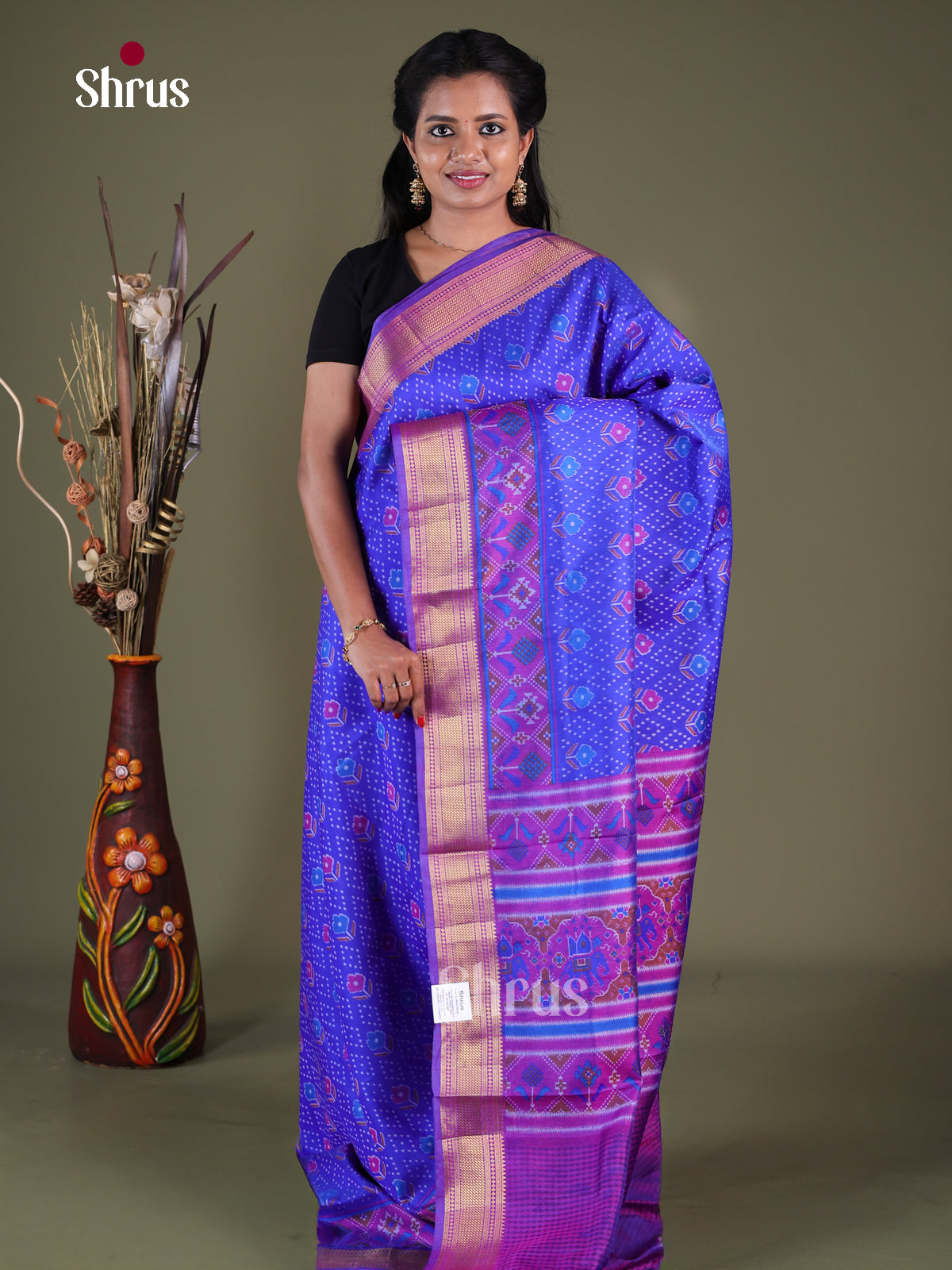 Blue & Purple - Semi Patola Saree