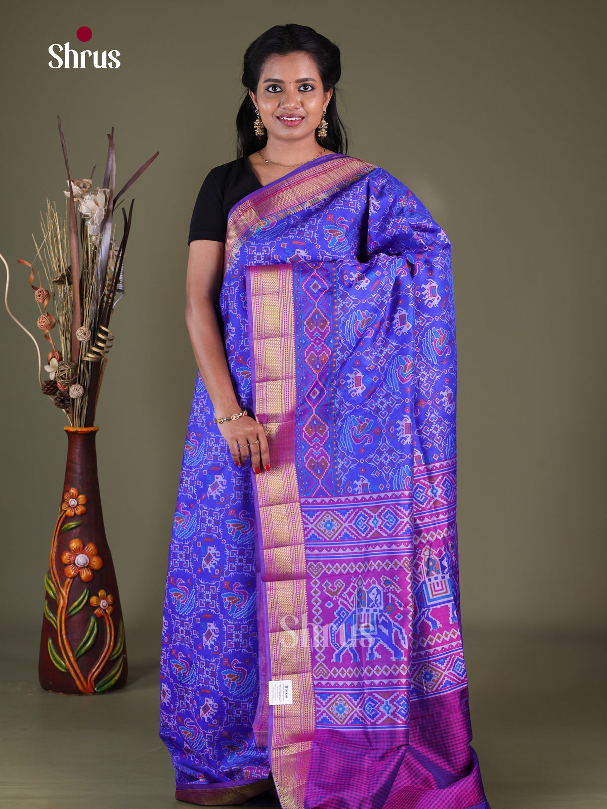 Blue & Purple - Semi Patola Saree