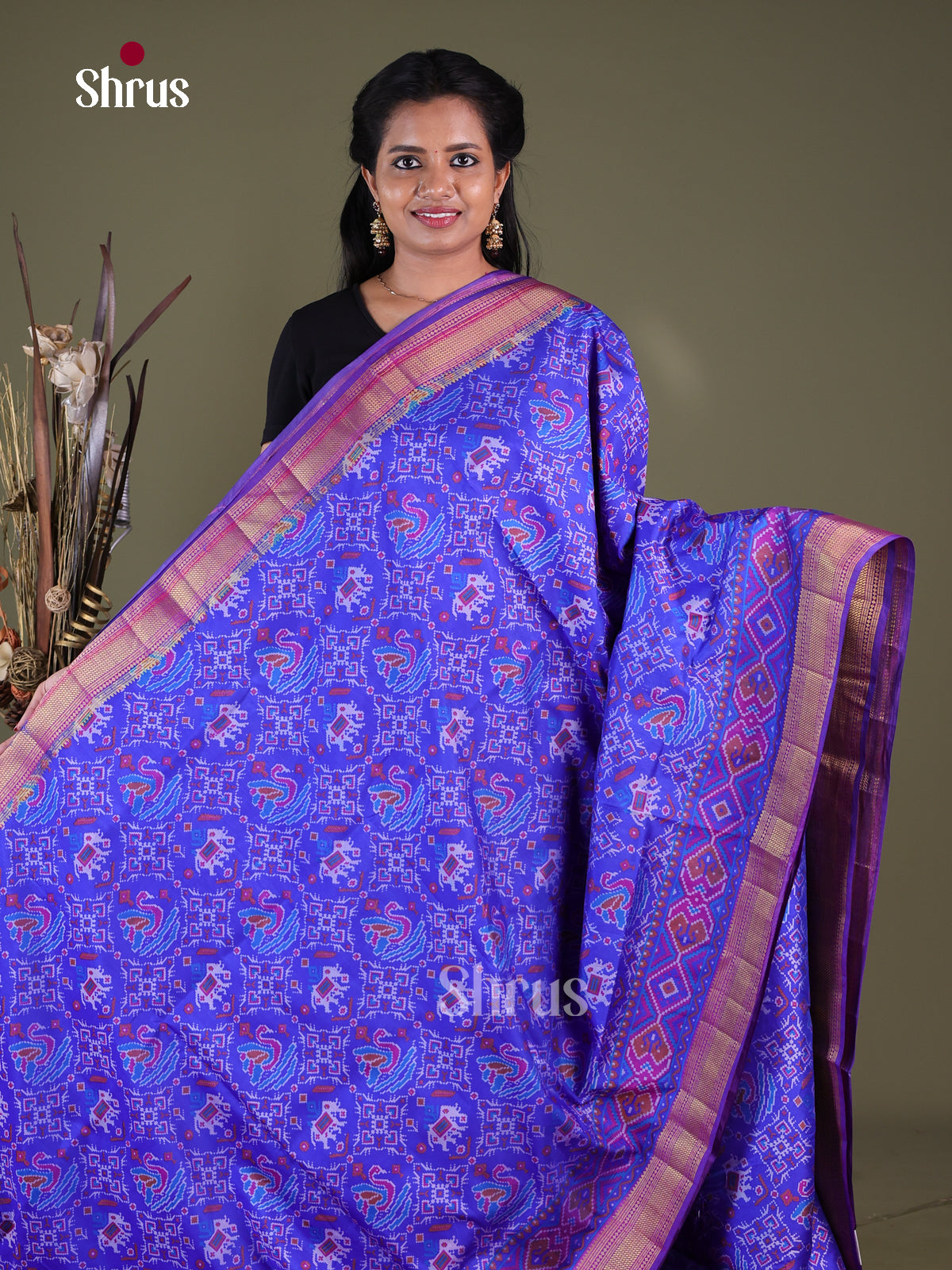 Blue & Purple - Semi Patola Saree