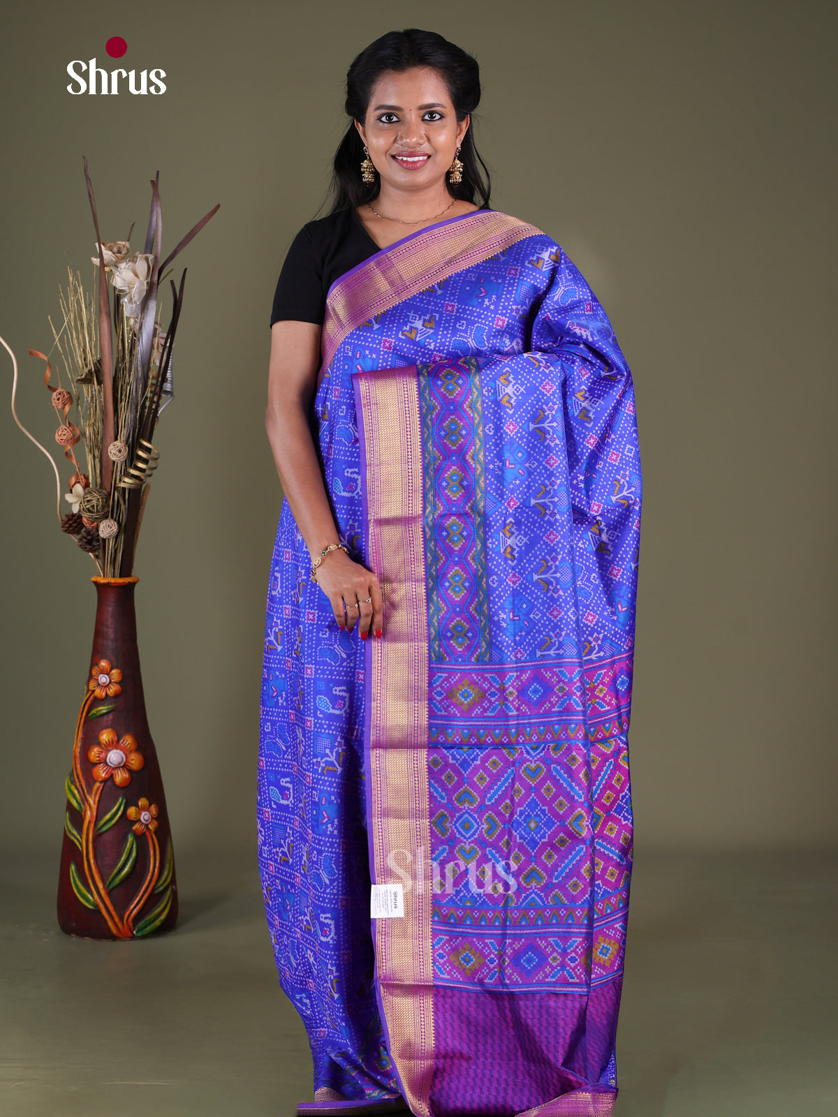 Blue & Purple - Semi Patola Saree
