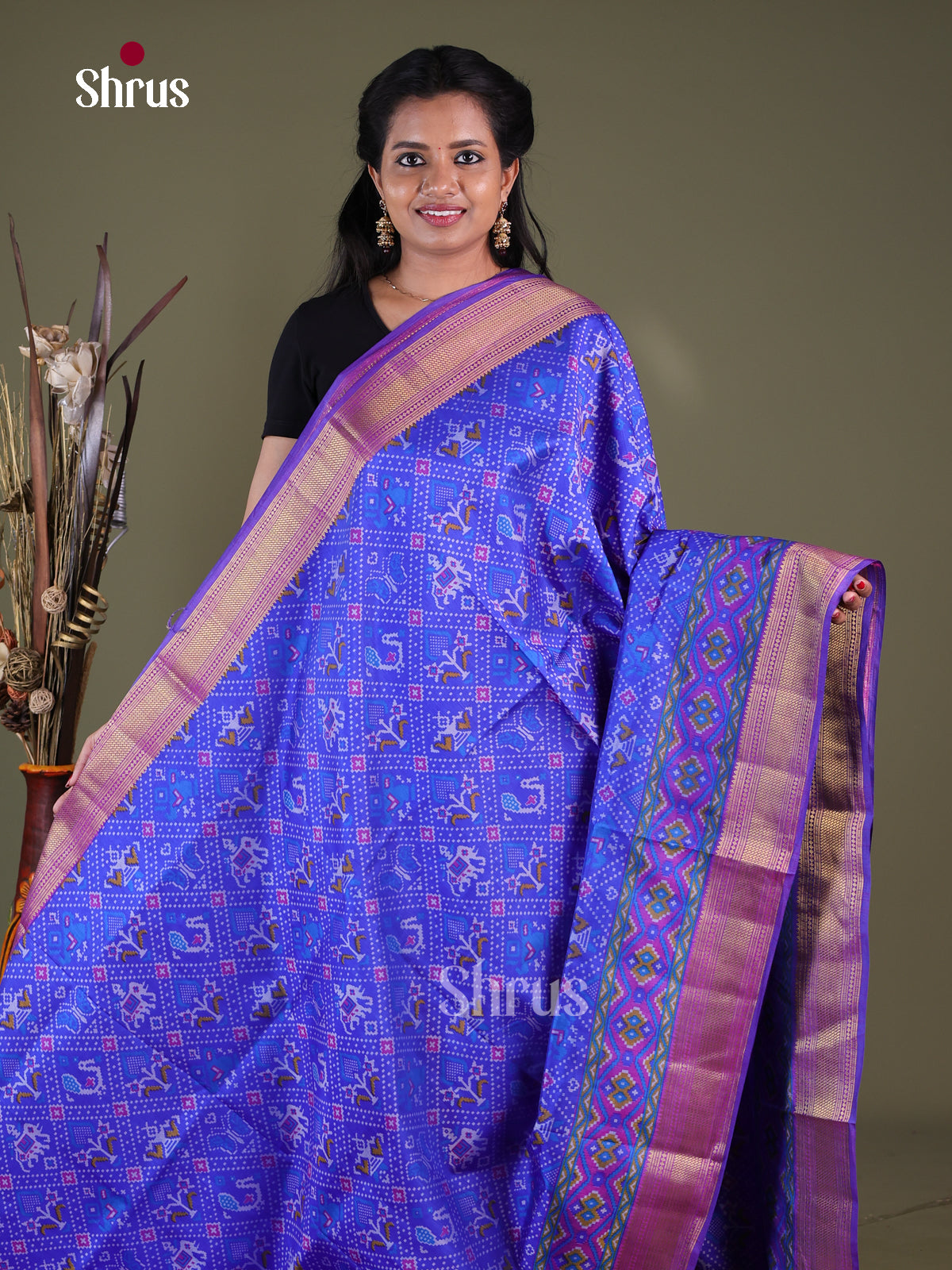 Blue & Purple - Semi Patola Saree