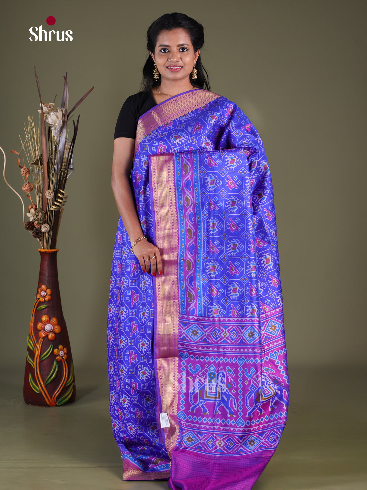 Blue & Purple- Semi Patola Saree