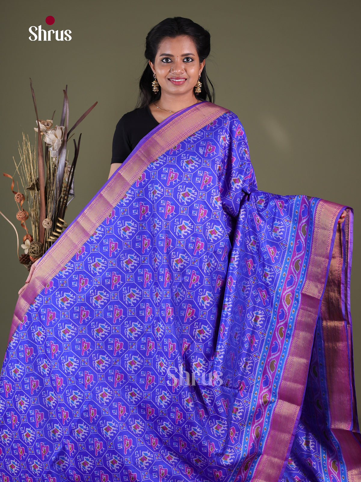 Blue & Purple- Semi Patola Saree
