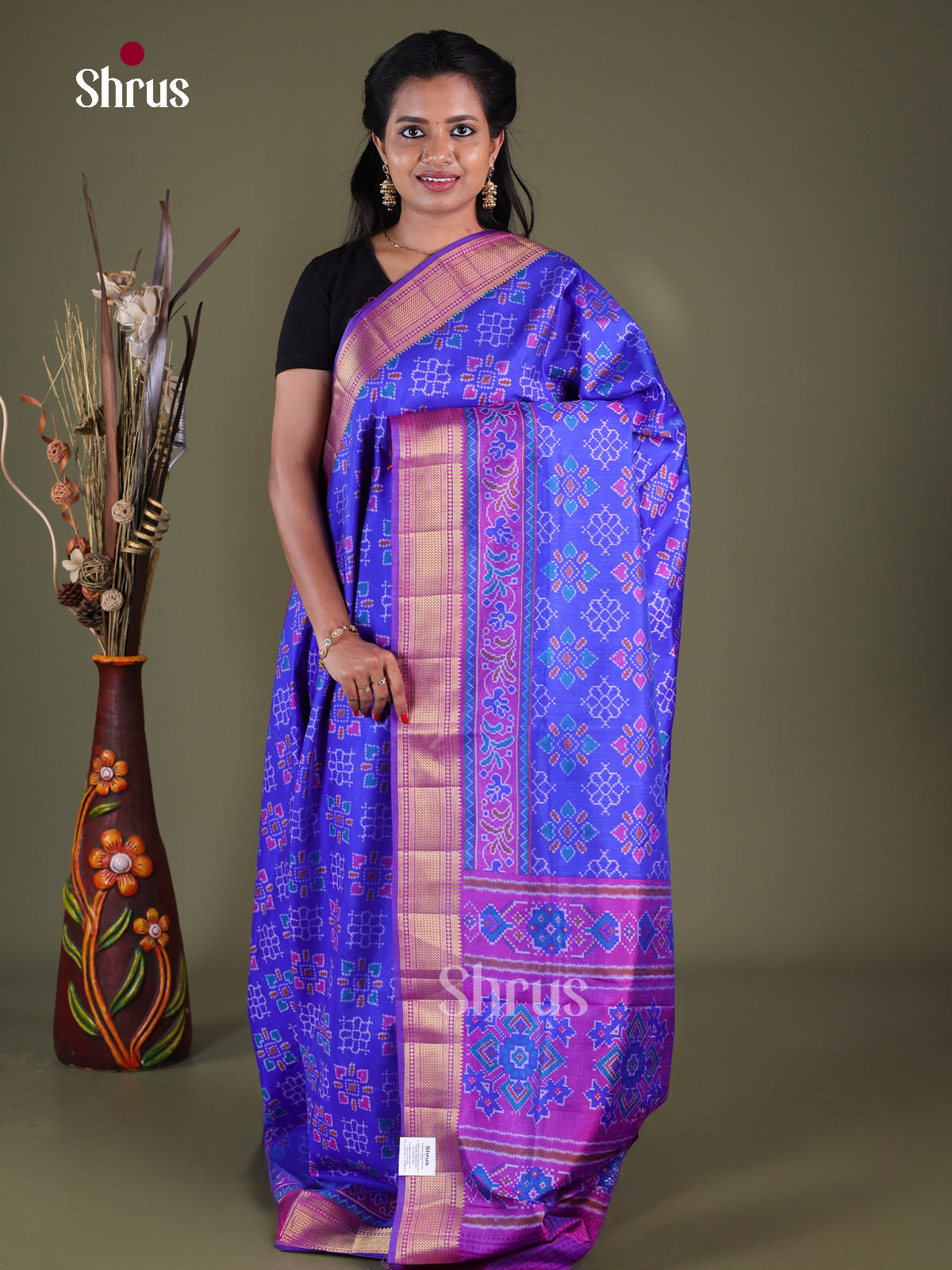 Blue & Purple - Semi Patola Saree
