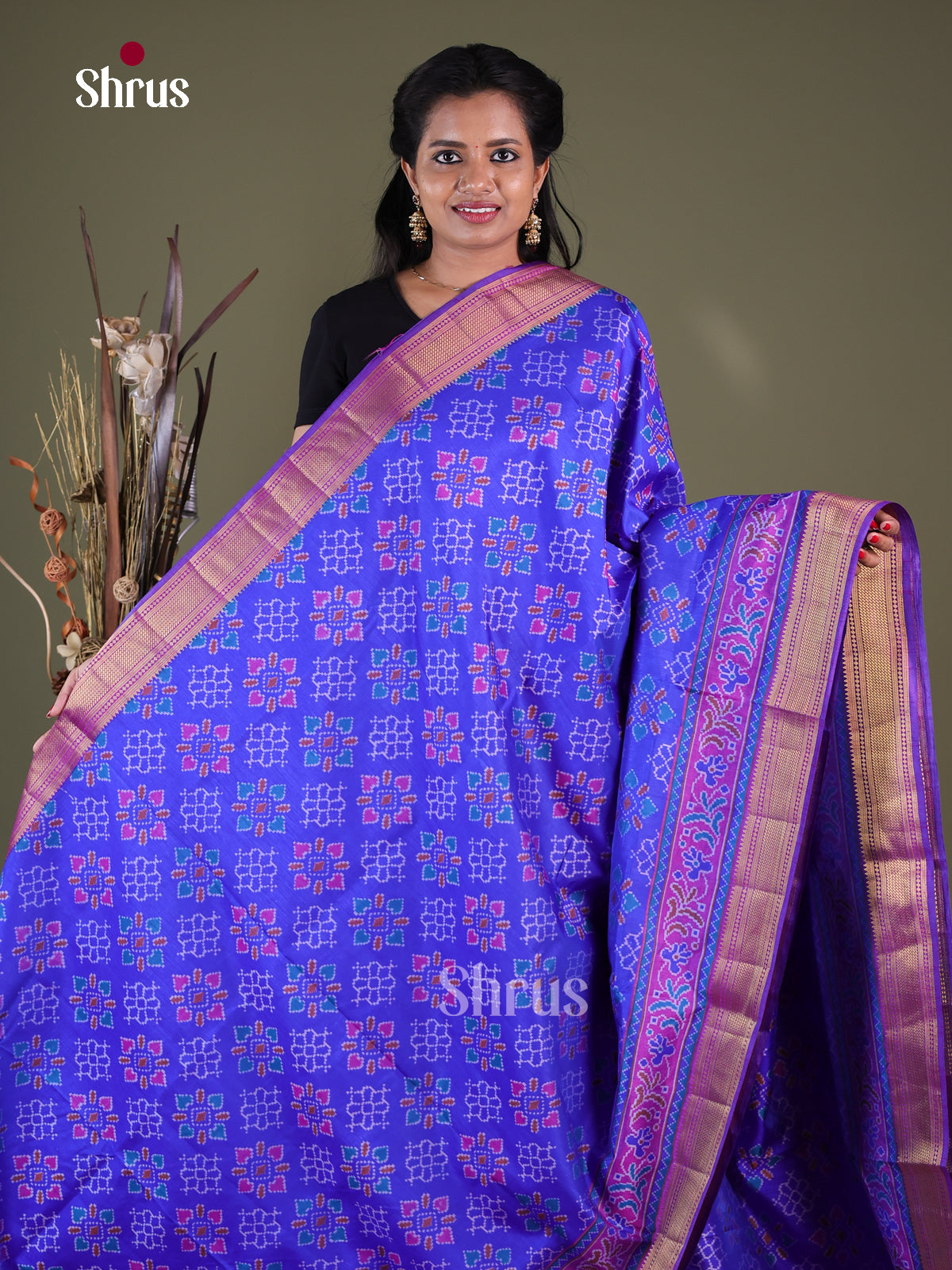 Blue & Purple - Semi Patola Saree