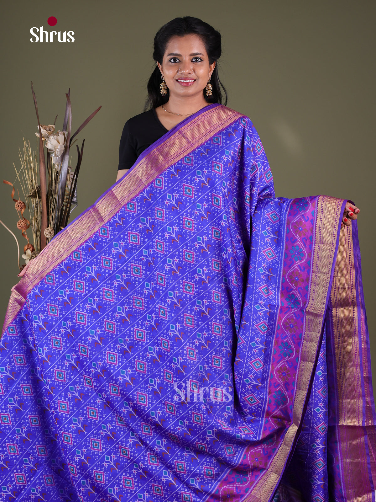 Blue & Purple - Semi Patola Saree