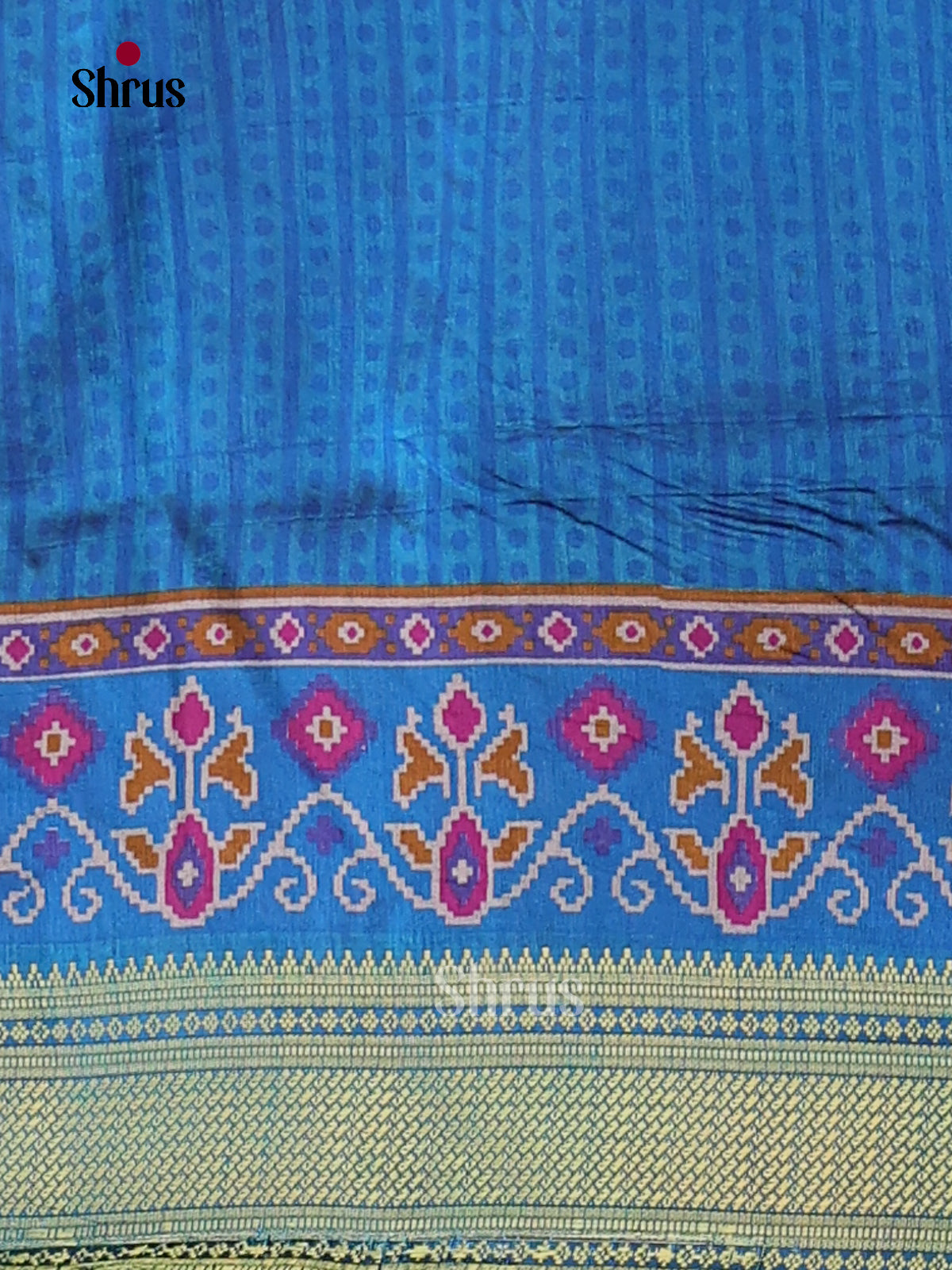 Grey & Blue- Semi Patola Saree