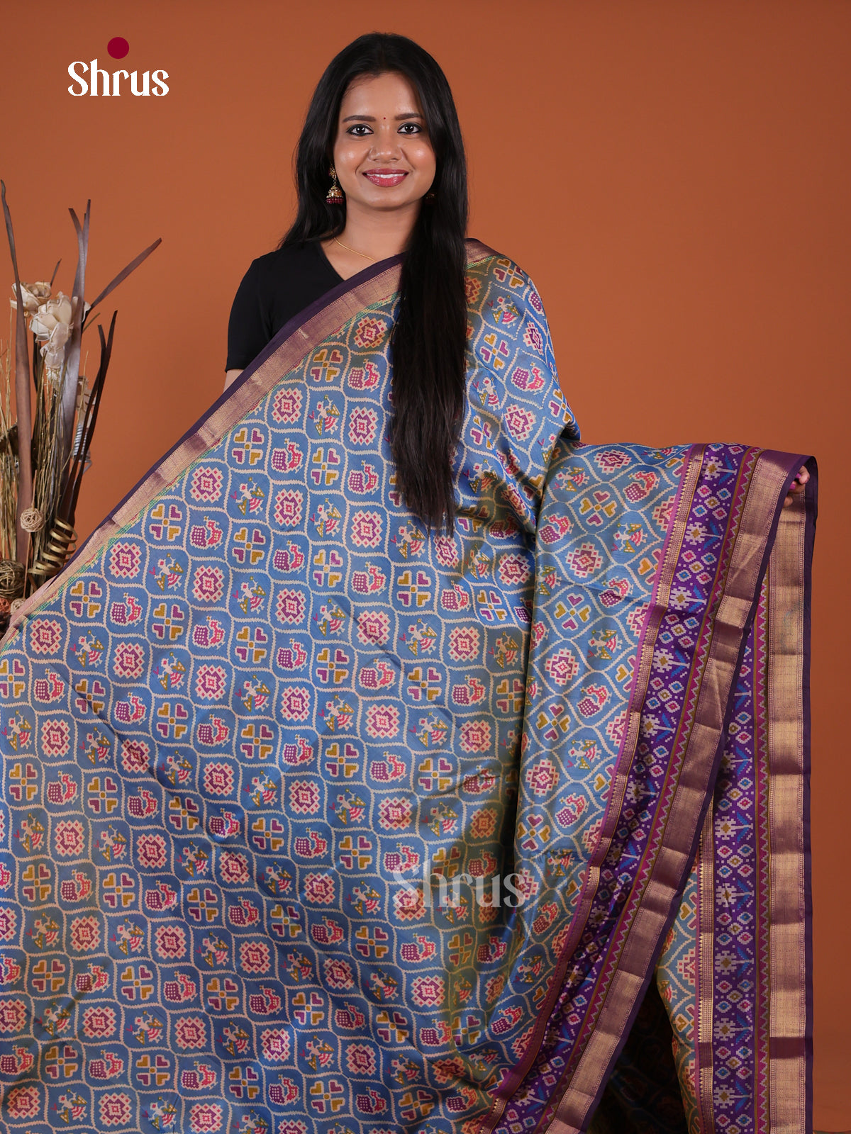 Blue & Purple - Semi Patola Saree