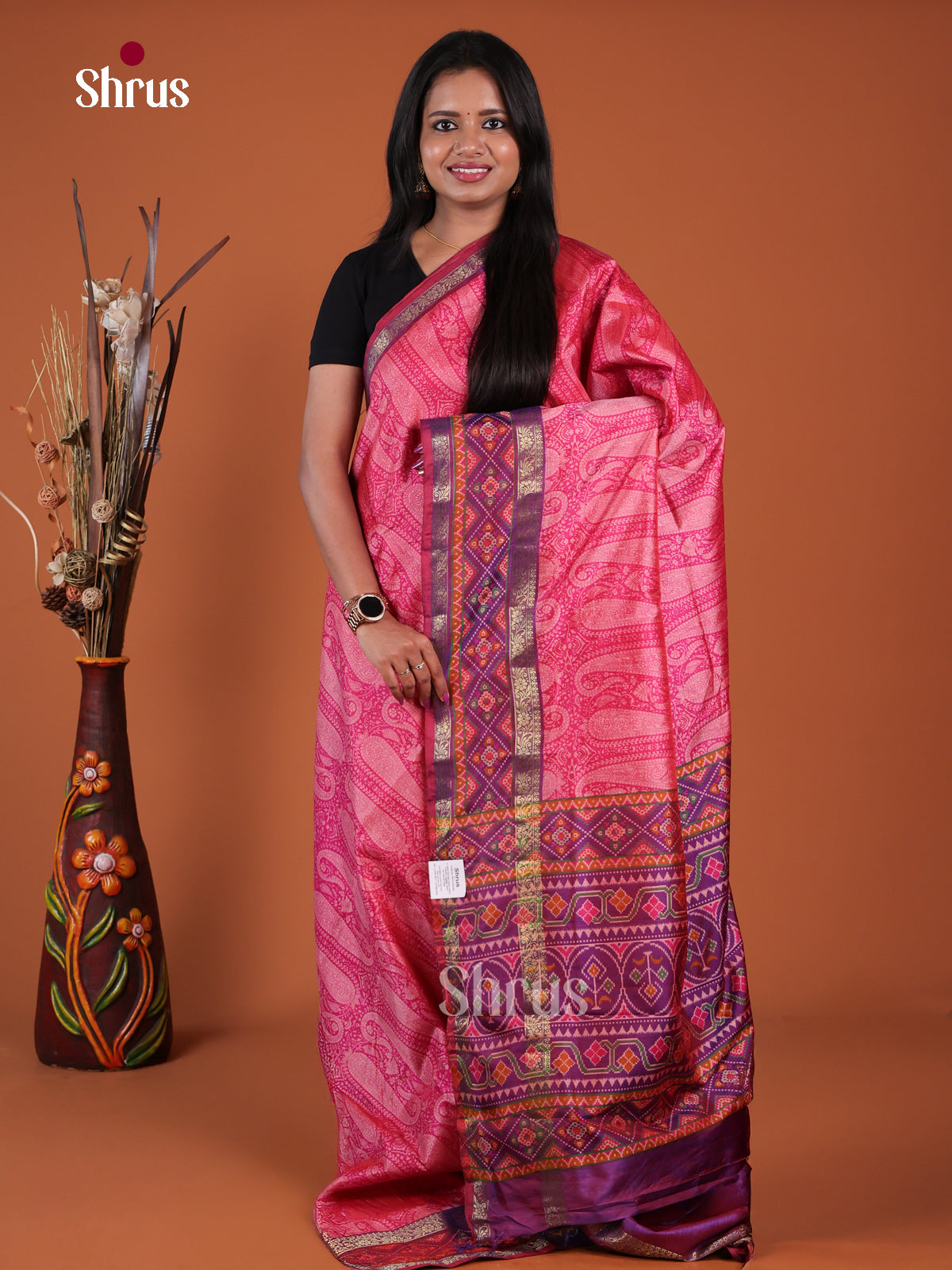 Pink & Purple - Semi Patola Saree