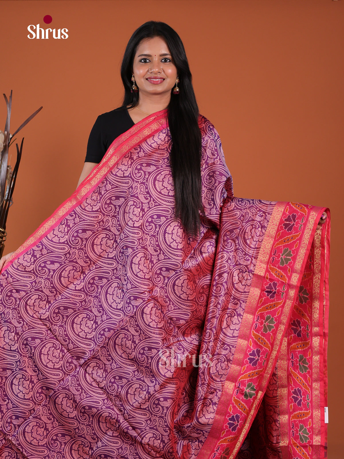 Purple & Pink- Semi Patola Saree