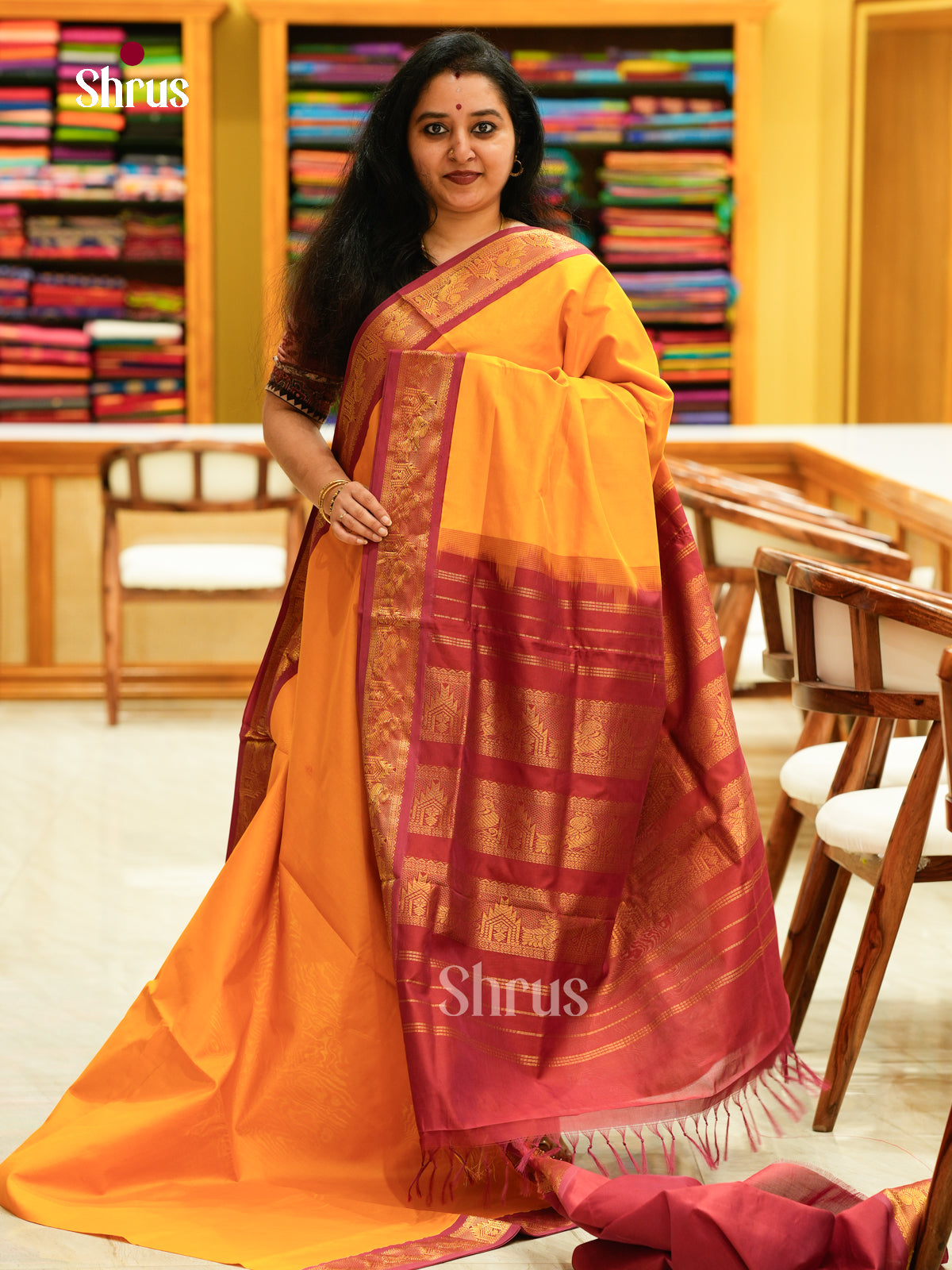Silkcotton-halfpure Saree - EH10001 - Shop on Shrus.com