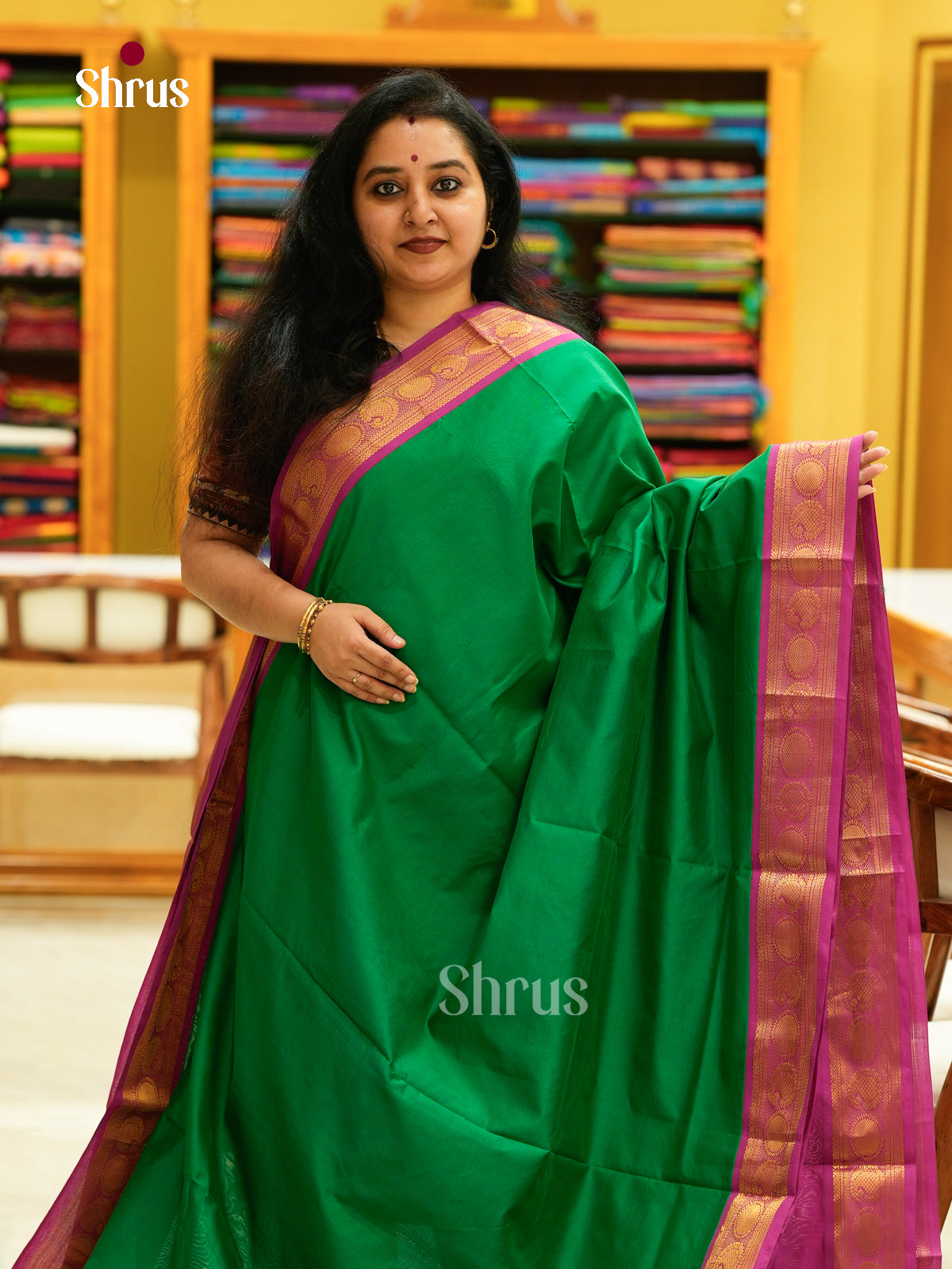 Silkcotton-halfpure Saree - EH10002 - Shop on Shrus.com
