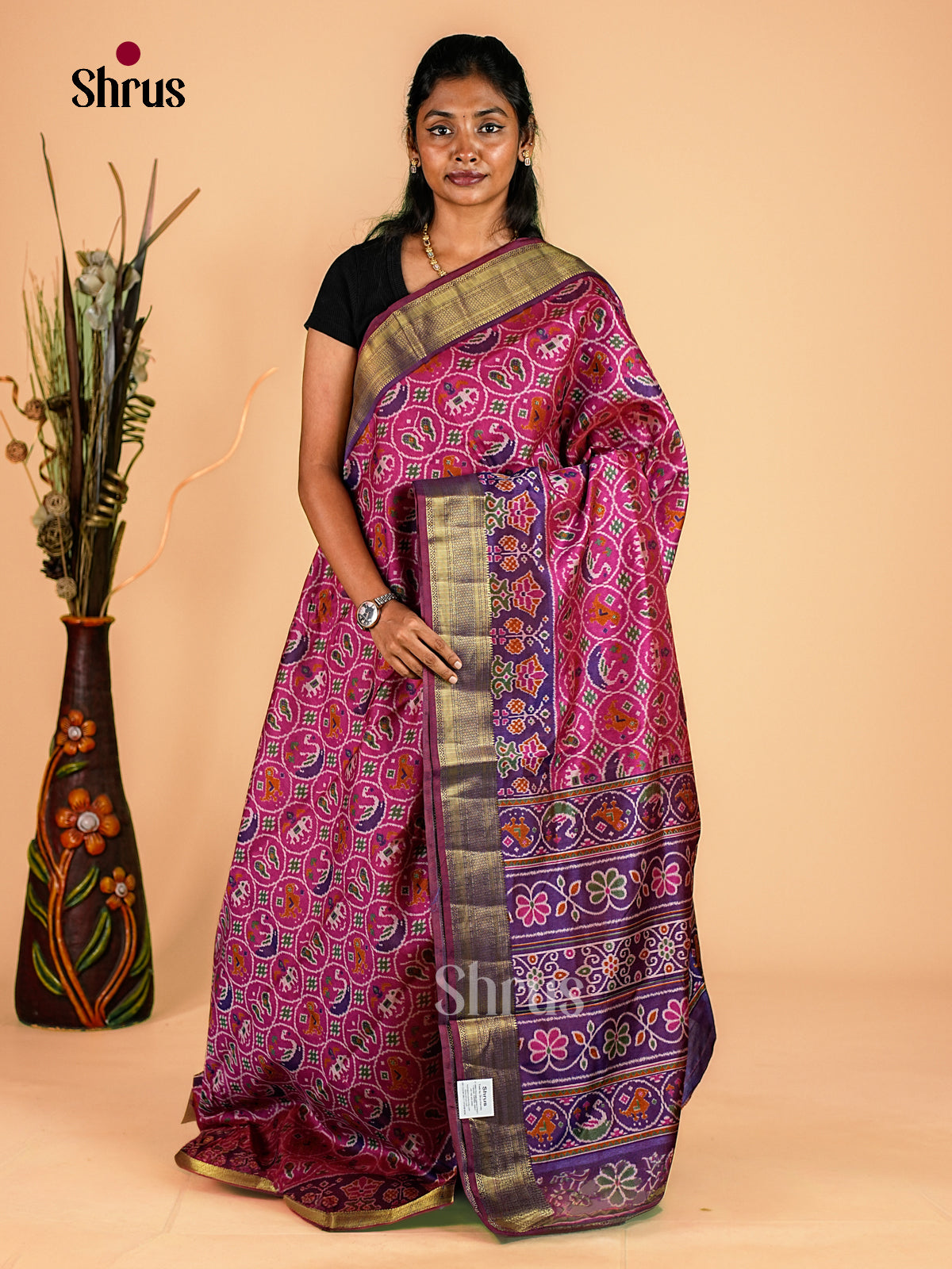 Majenta & Violet -Semi Patola Saree