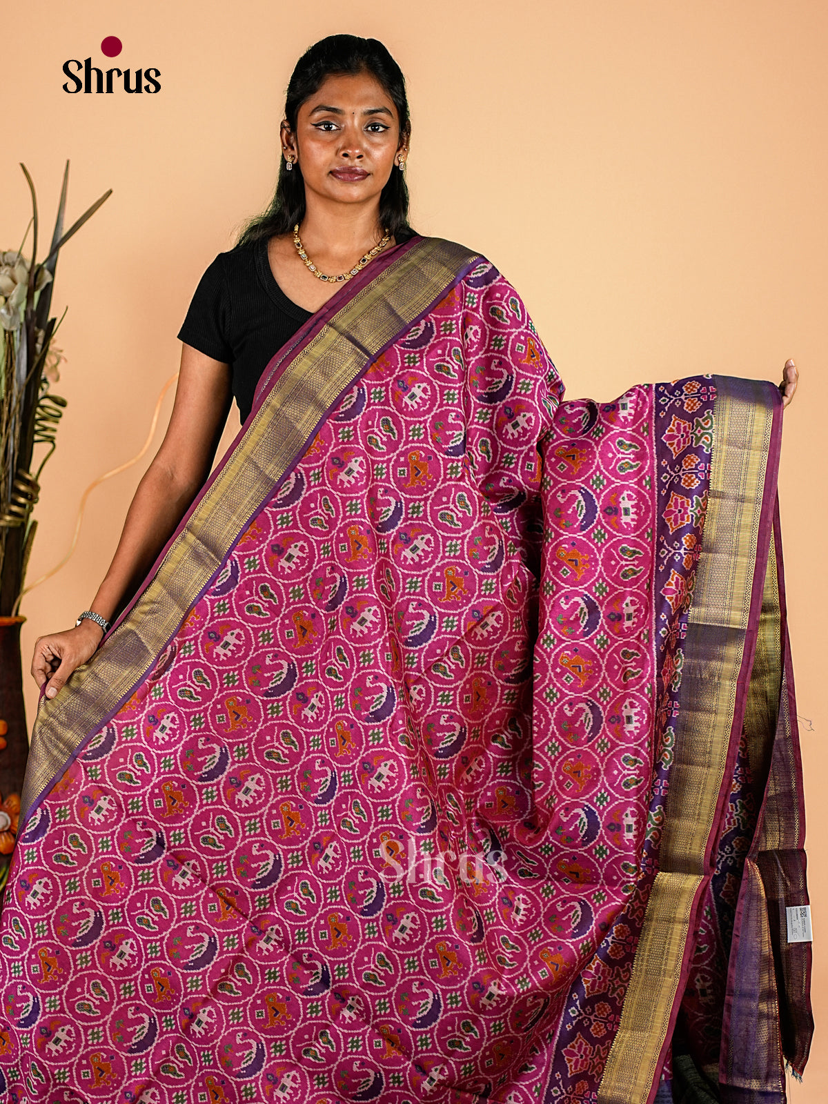 Majenta & Violet -Semi Patola Saree