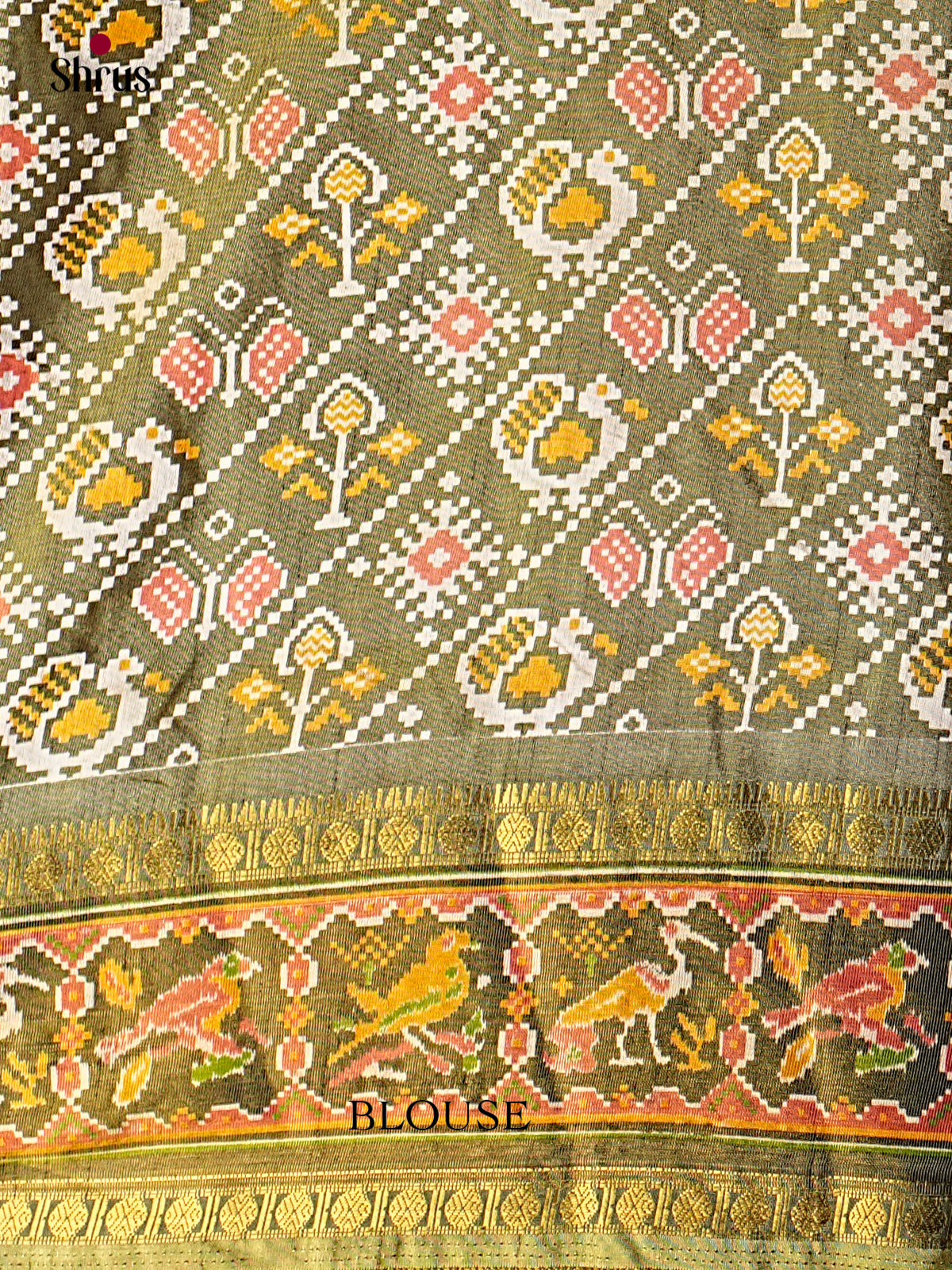 Orange & Green - Semi Patola Saree - Shop on Shrus.com
