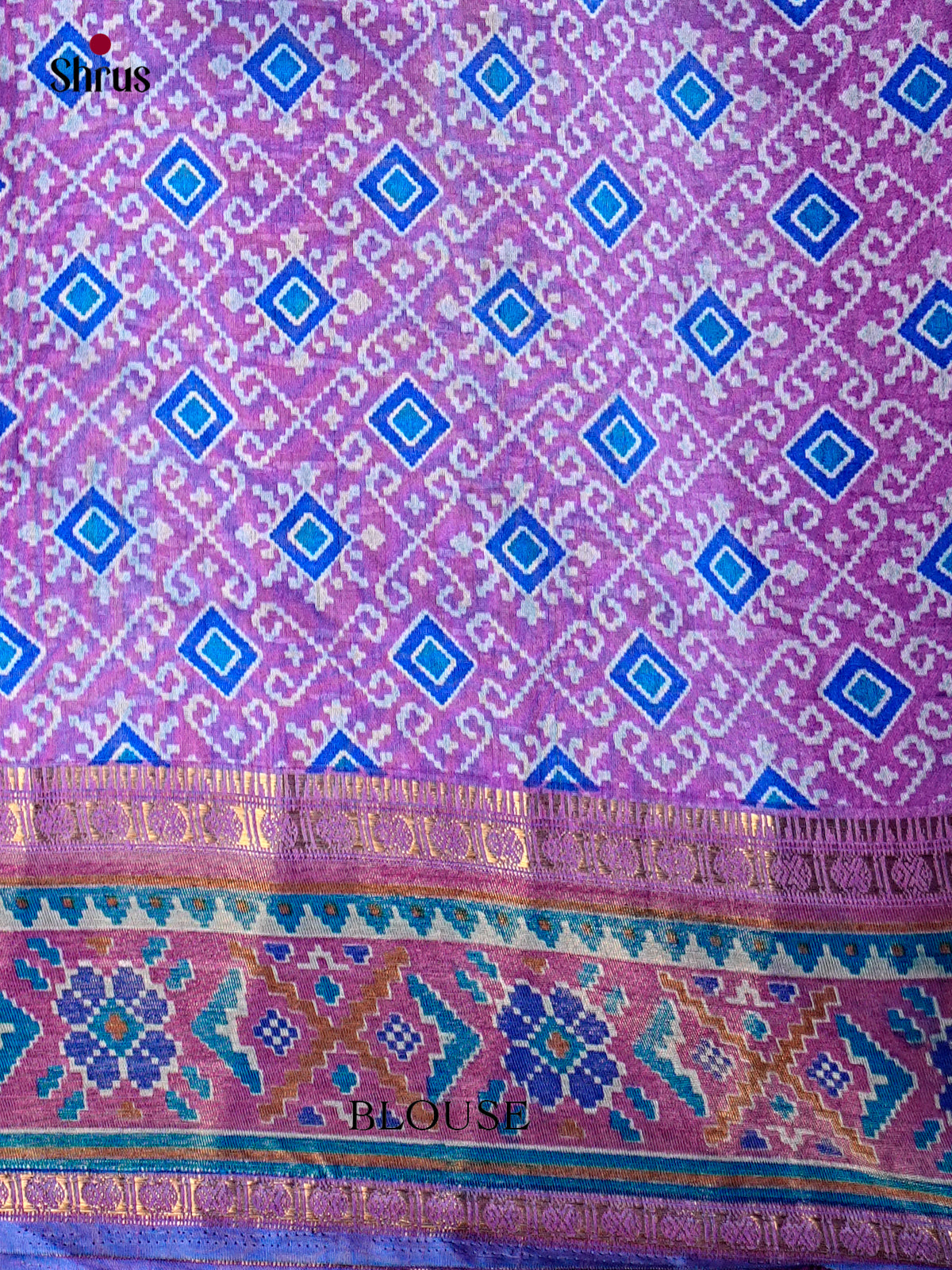 Blue & Purple- Semi Patola Saree - Shop on Shrus.com