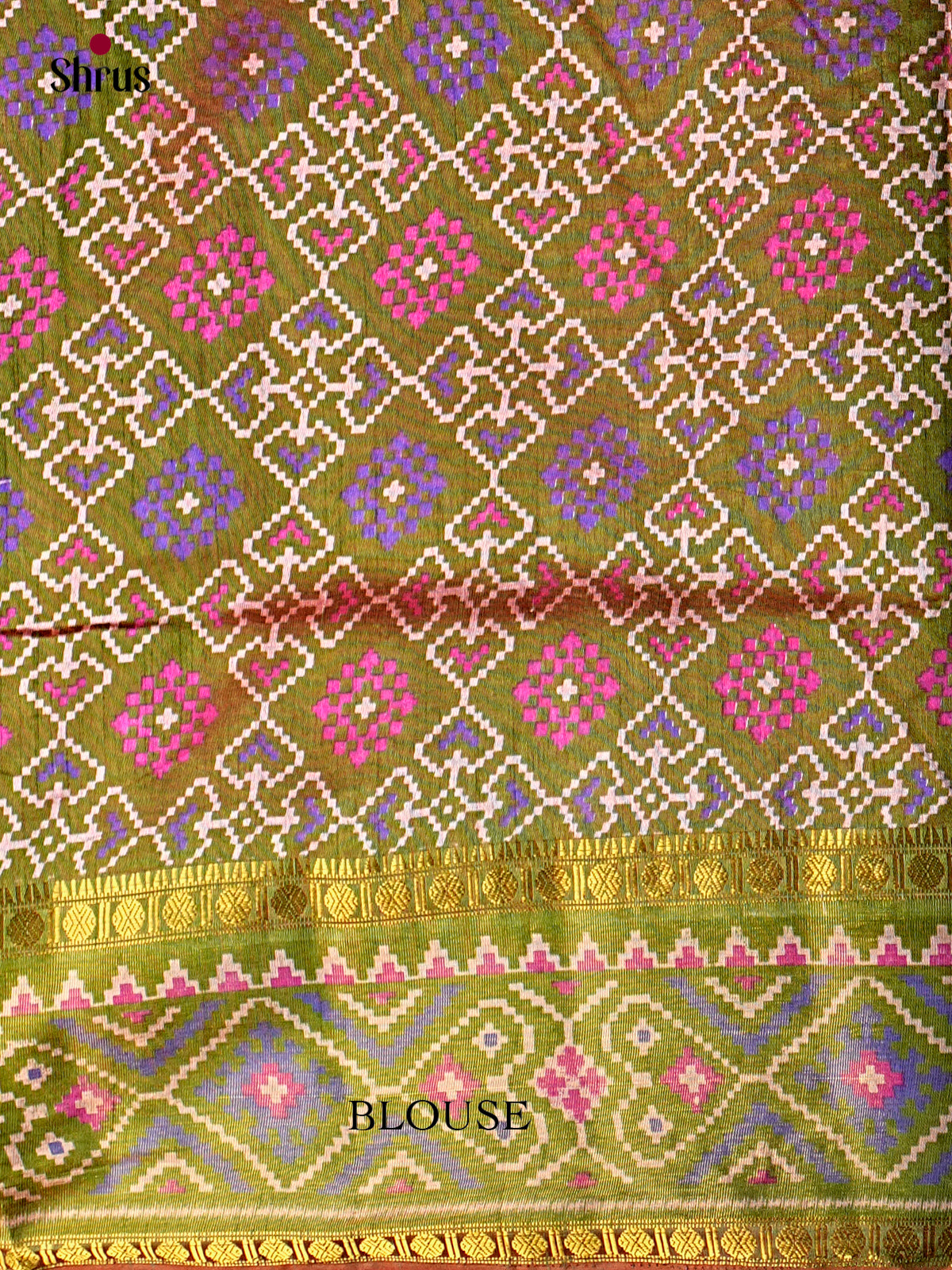 Pink & Green - Semi Patola Saree - Shop on Shrus.com