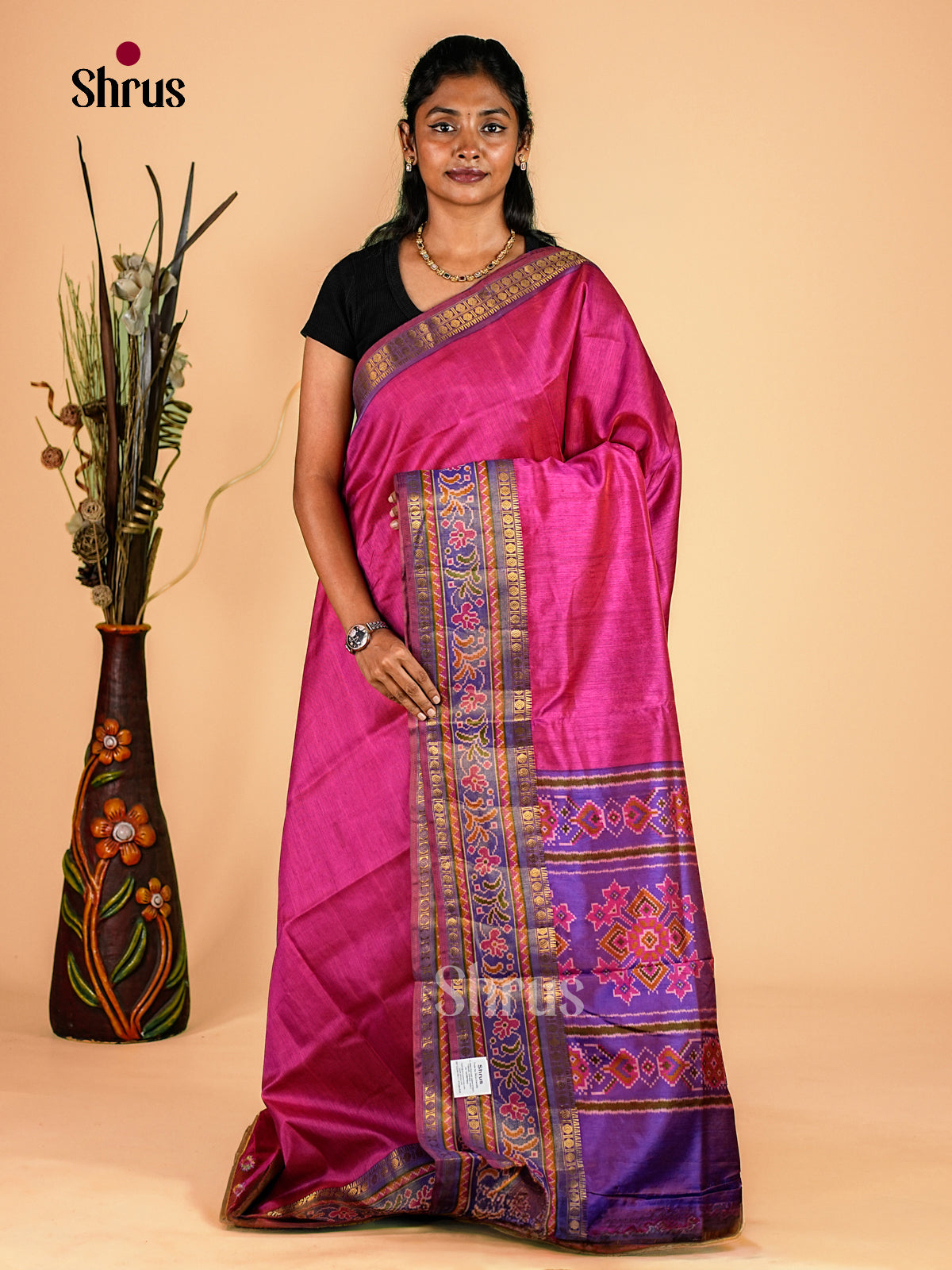 Pink & Purple - Semi Patola Saree