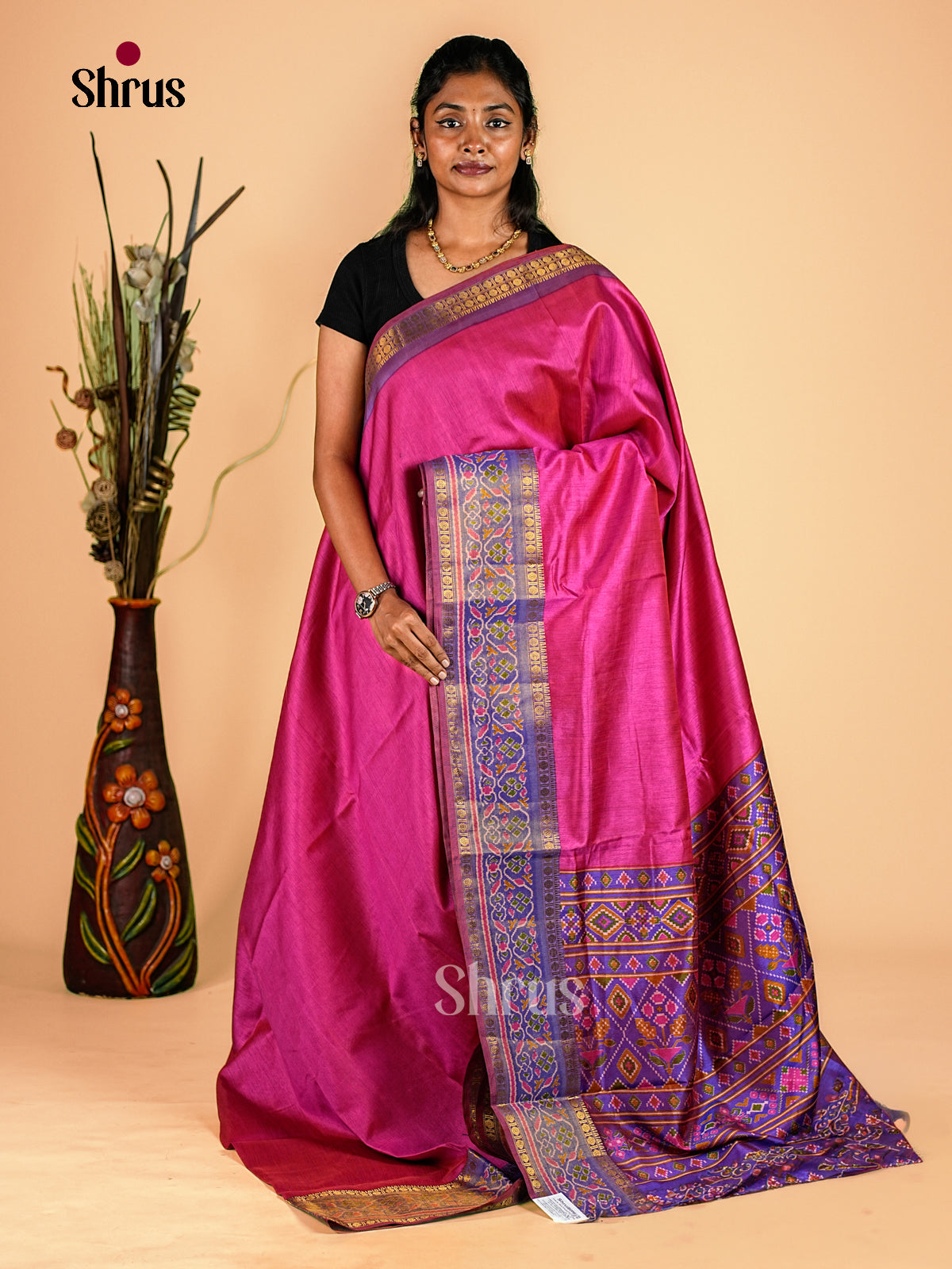 Pink & Purple - Semi Patola Saree