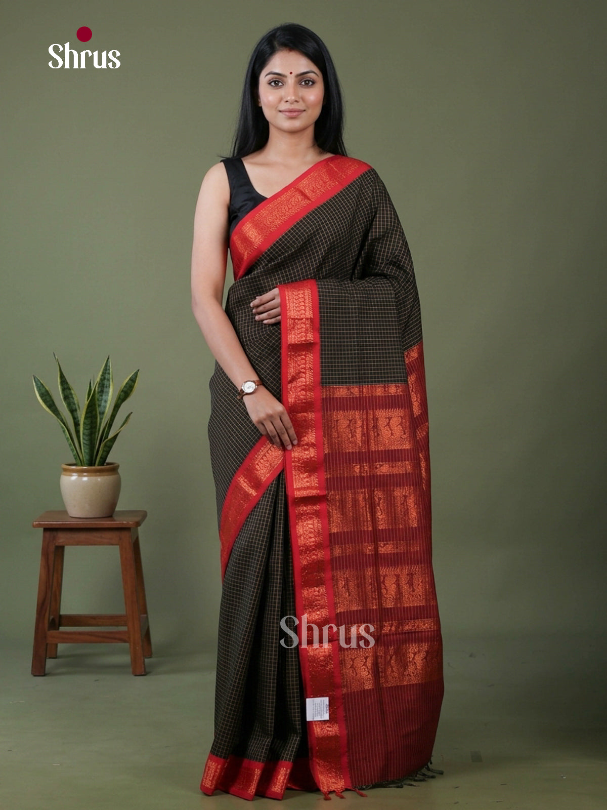 Black & Red - Kalyani Cotton Saree