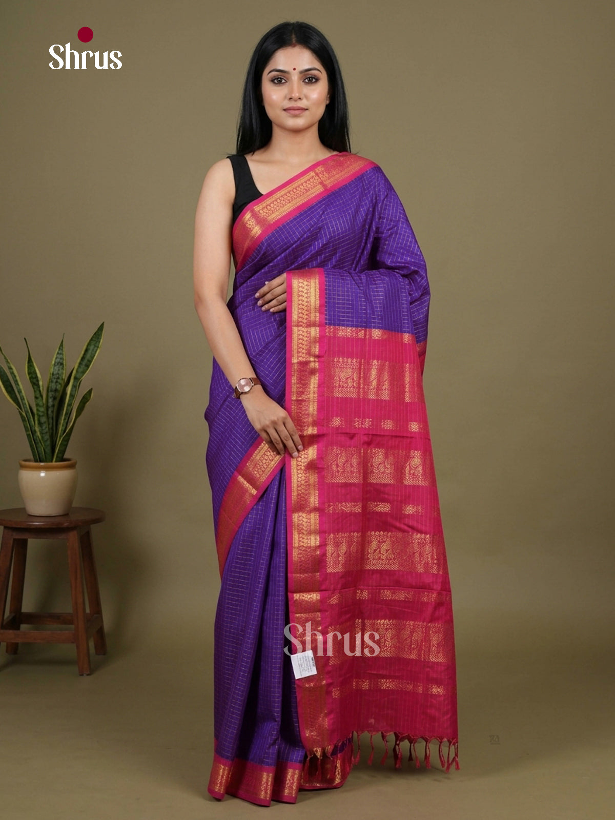 Blue & Pink- Kalyani Cotton Saree