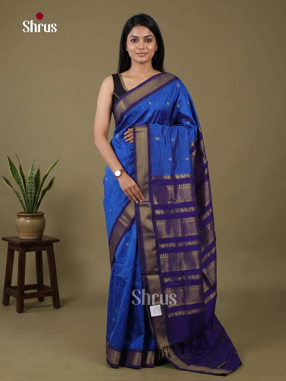 MS Blue & Blue - Kalyani Cotton Saree