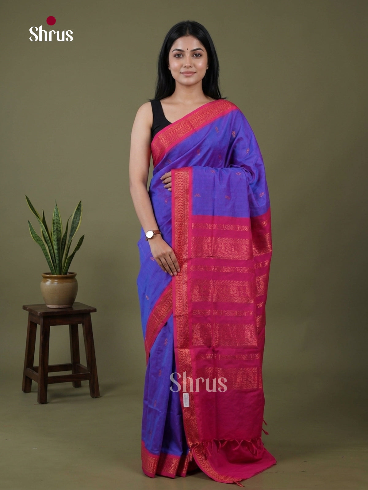 Blue & Pink - Kalyani Cotton Saree