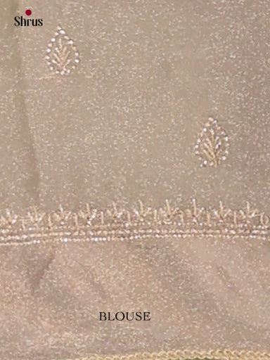 Graceful Grey Designer Saree with leaf embroidery