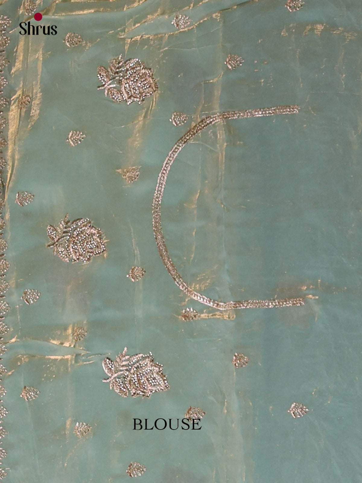 Shimmery Ice Blue Designer Saree with floral embroidery - Shop on Shrus.com