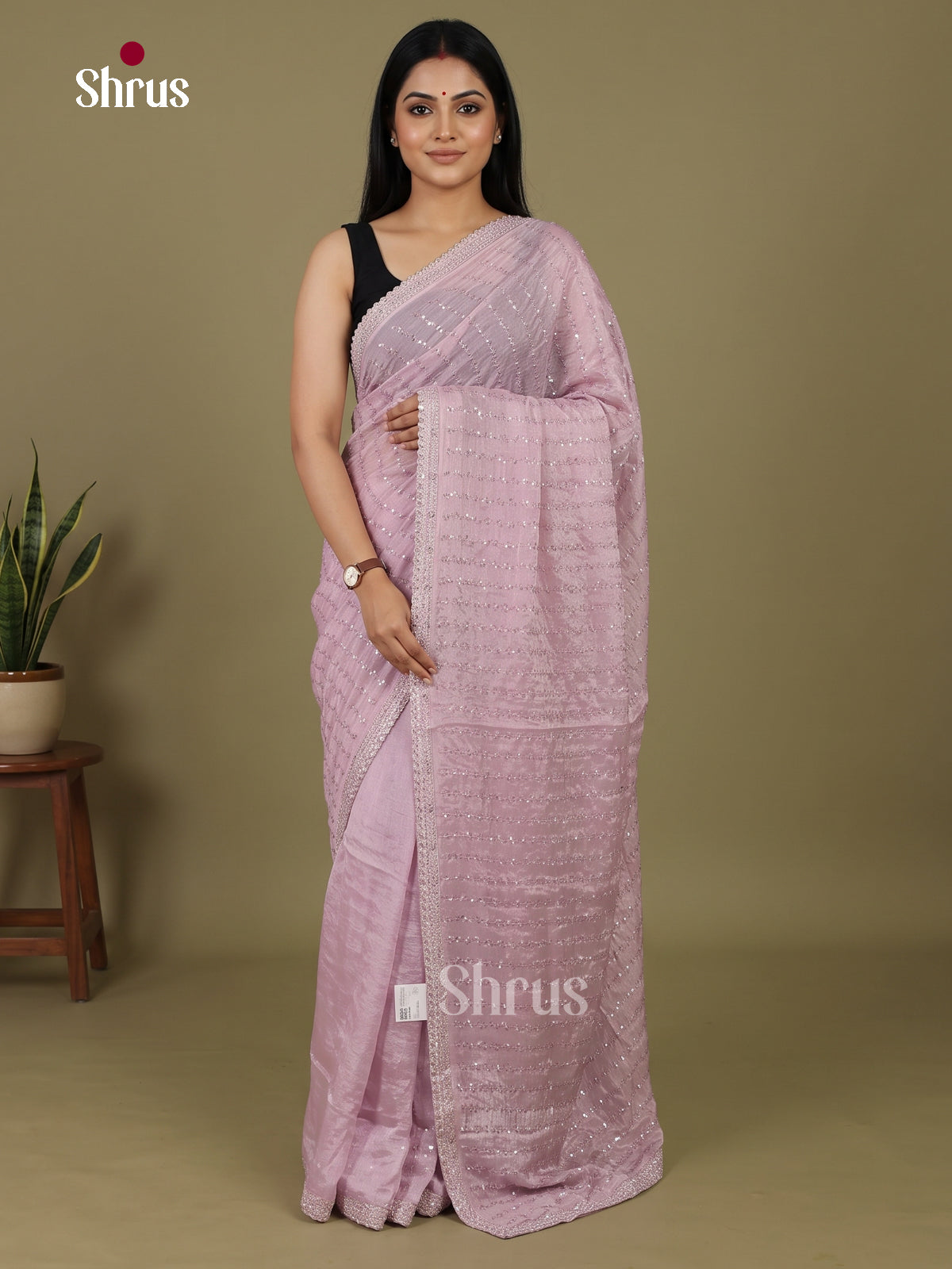 Charming Lavender Designer Saree  with stone work - Shop on Shrus.com